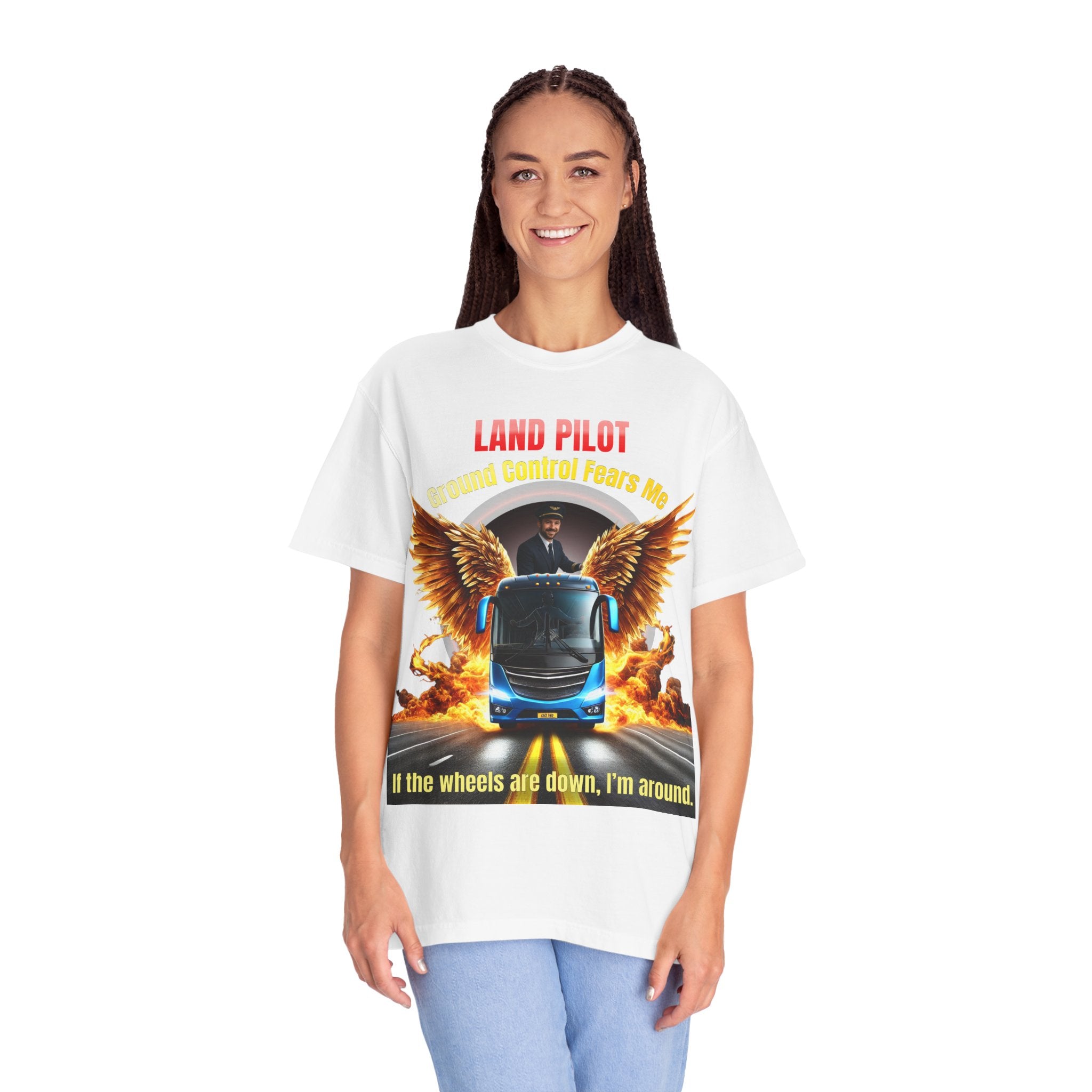 Bus Driver T-Shirt — "Land Pilot" & "If the wheels are down, I'm around" Graphic Tee