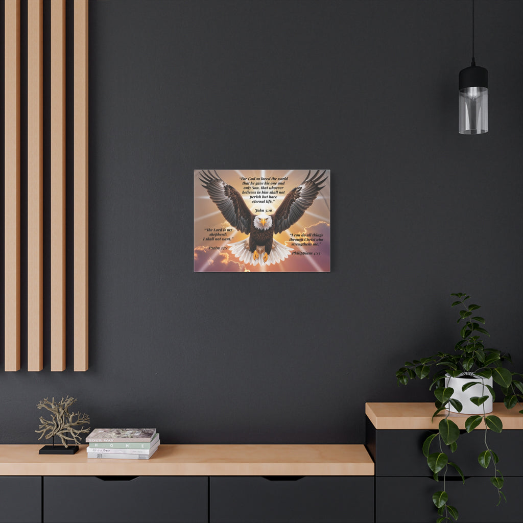 Bald Eagle with Bible Verses Canvas
