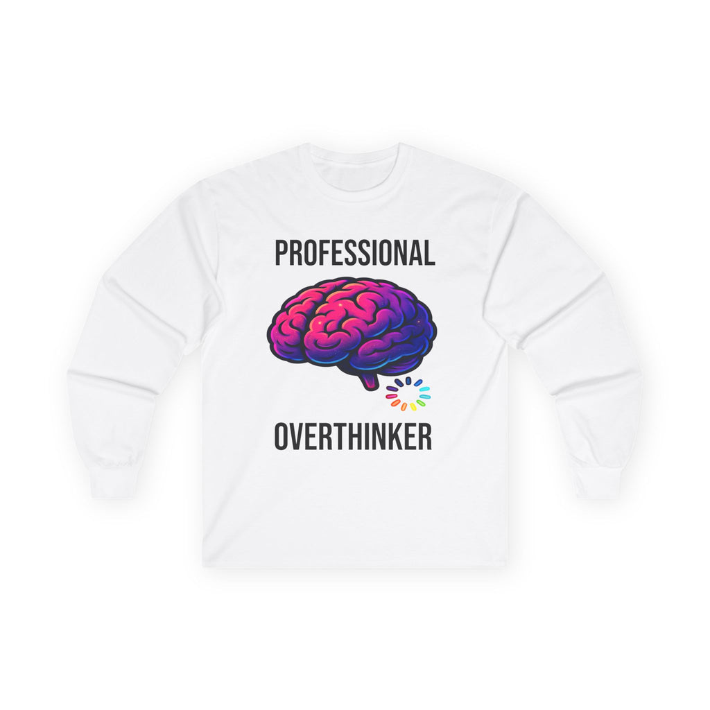 Professional Overthinker brain graphic Long Sleeve Tee | System Overloaded back design