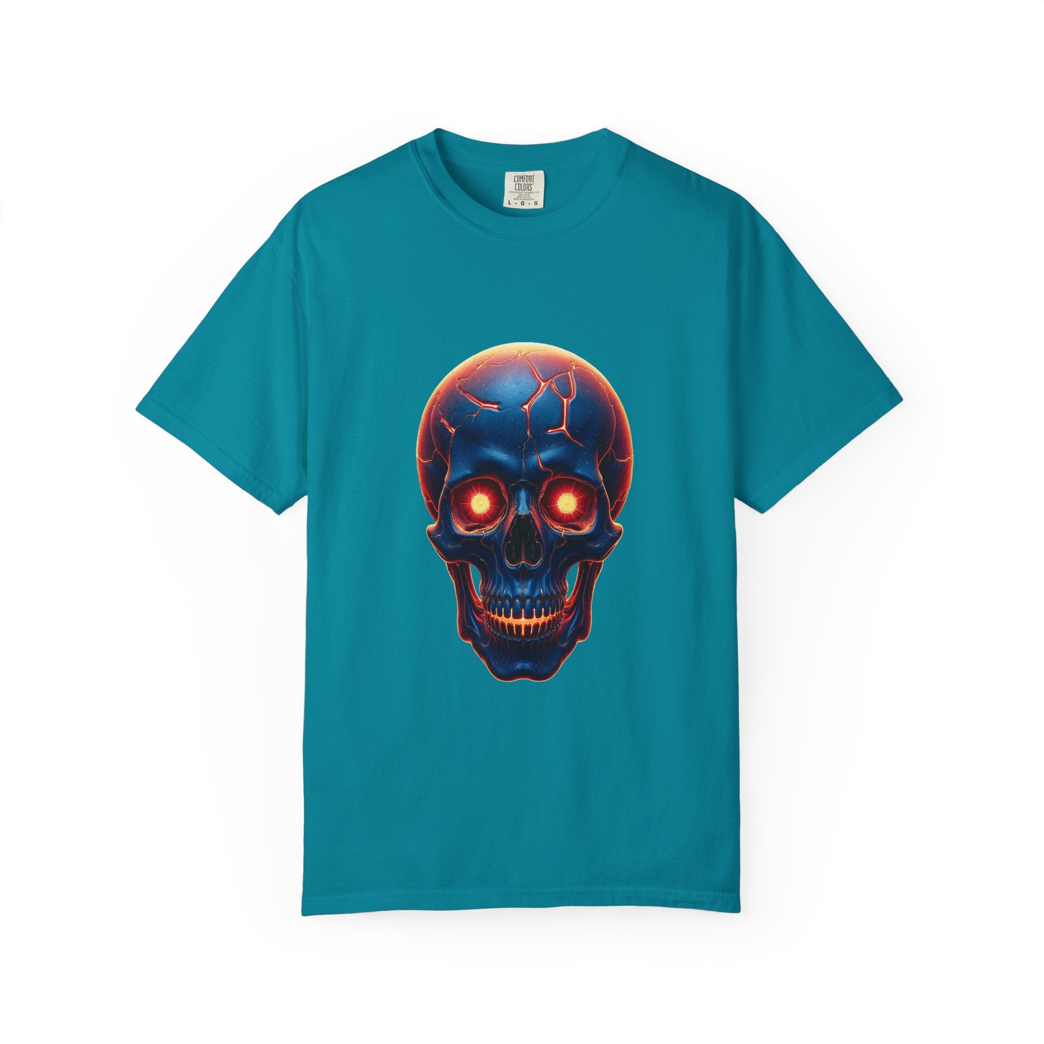 Glowing Neon Skull T-shirt | Fiery Skull Graphic Tee