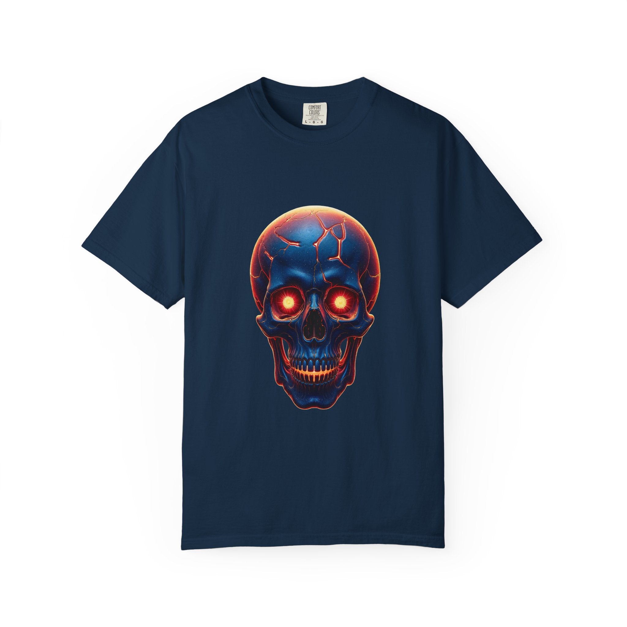 Glowing Neon Skull T-shirt | Fiery Skull Graphic Tee