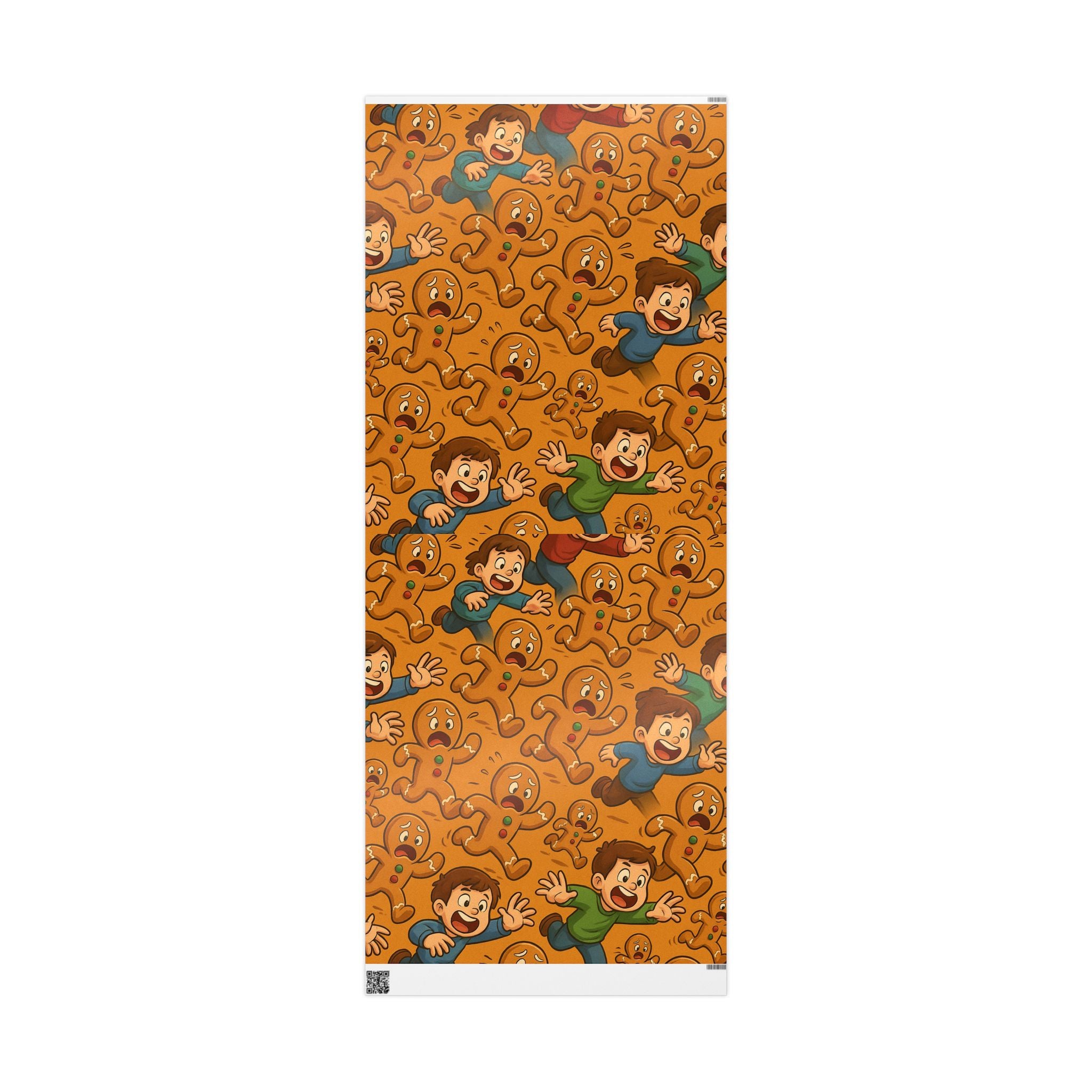 Retro Gingerbread Pattern Wrapping Paper | Orange Holiday Candy Prints