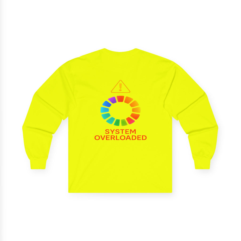 Professional Overthinker brain graphic Long Sleeve Tee | System Overloaded back design