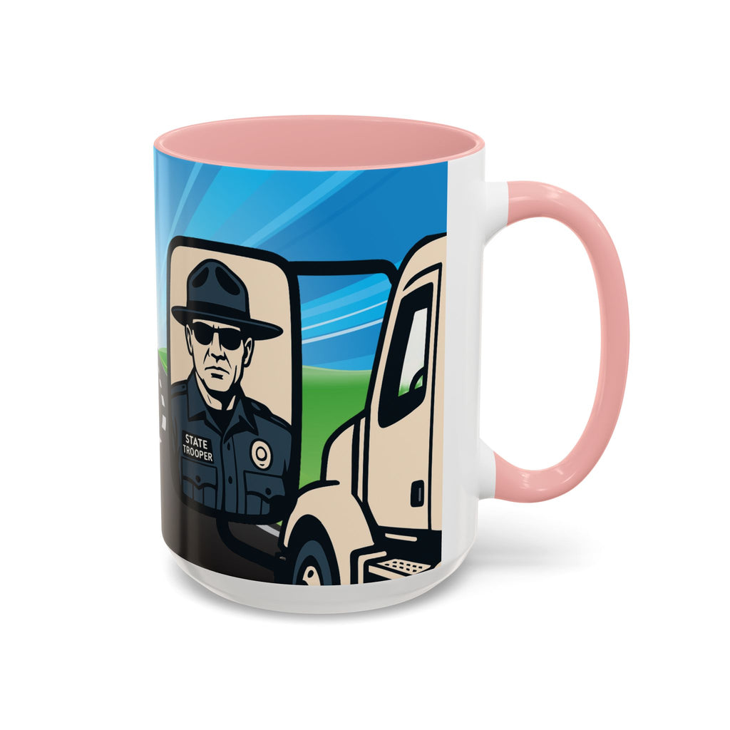 State Trooper Highway Scene Mug | Accent Coffee Mug 11oz 15oz