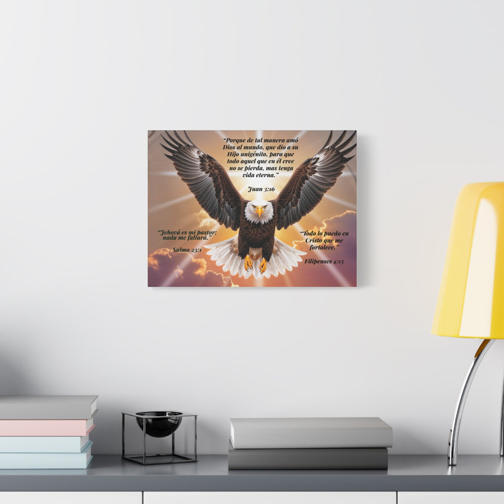 Bald Eagle with Spanish Bible Verses Canvas