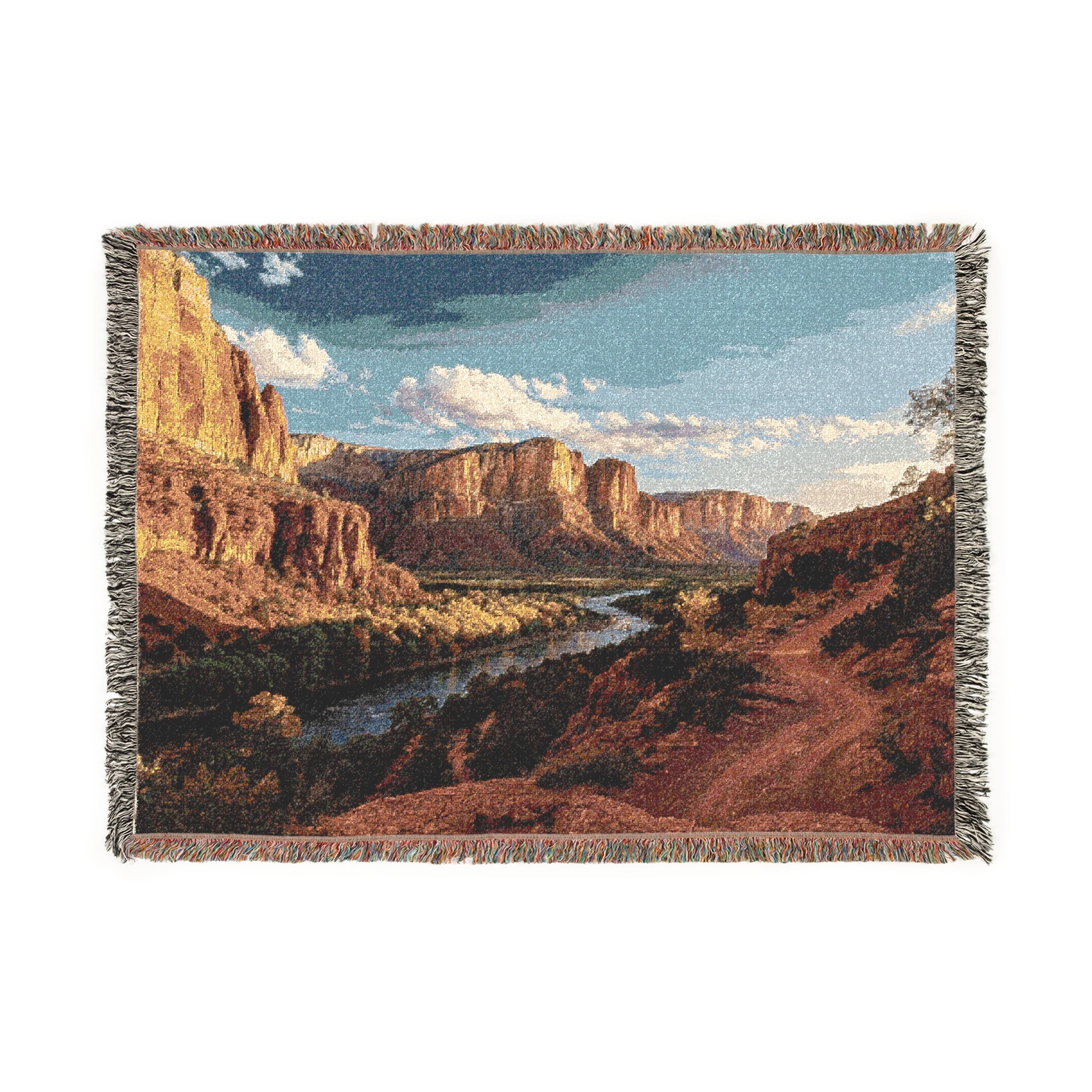 Desert Canyon Landscape Woven Blanket | Scenic Southwestern Tapestry Throw