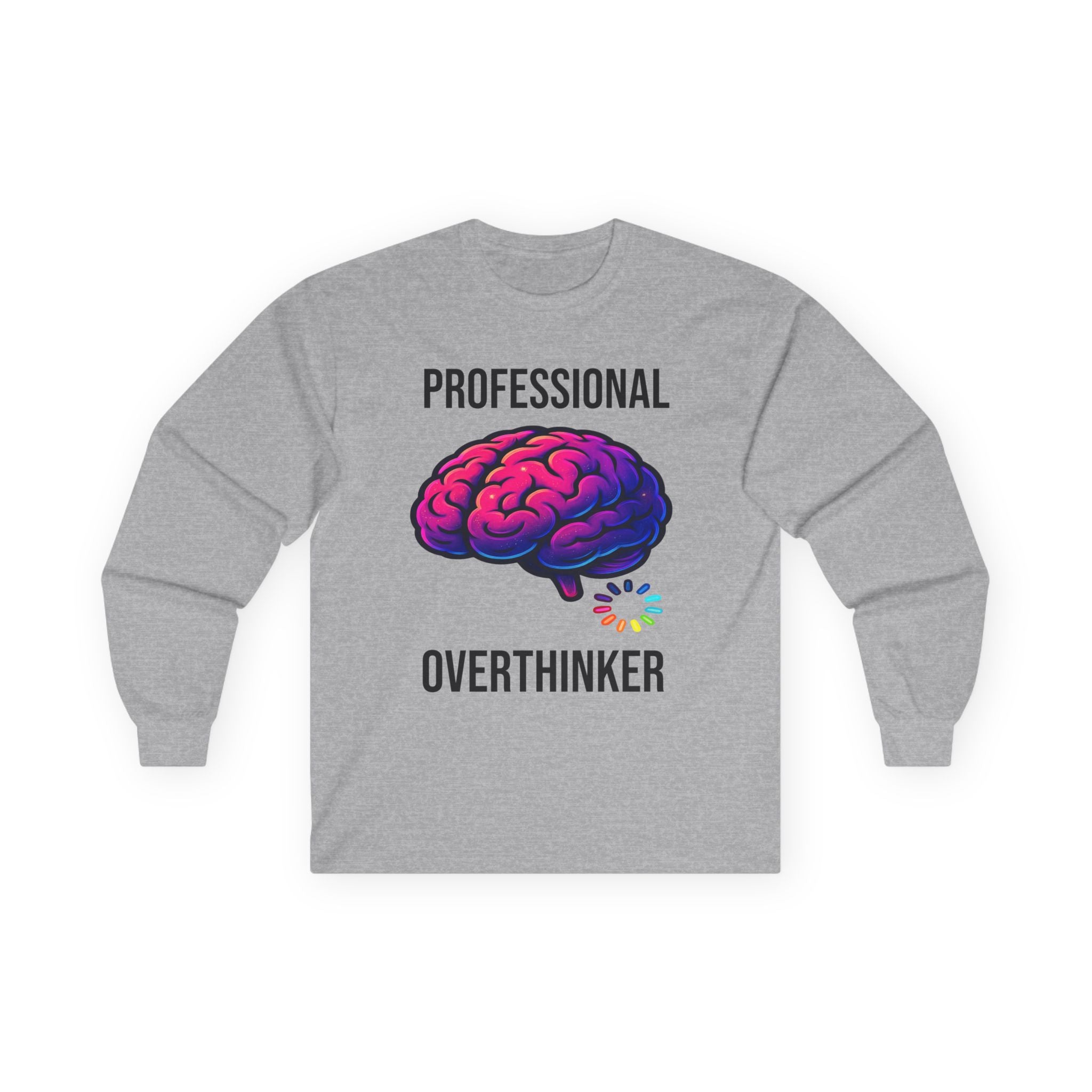 Professional Overthinker brain graphic Long Sleeve Tee | System Overloaded back design