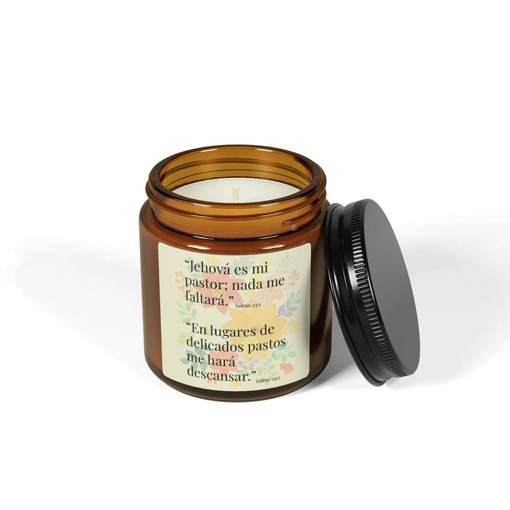 Salmo 23 Spanish Scripture Candle Amber Jar | Scented Soy Candle