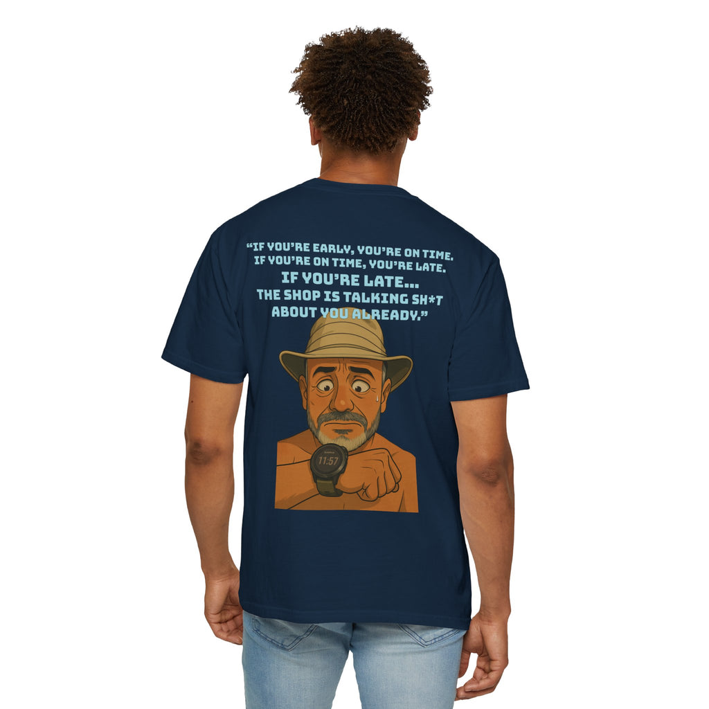 Pocket Graphic T-Shirt — Retro Explorer Watch Illustration & Quote