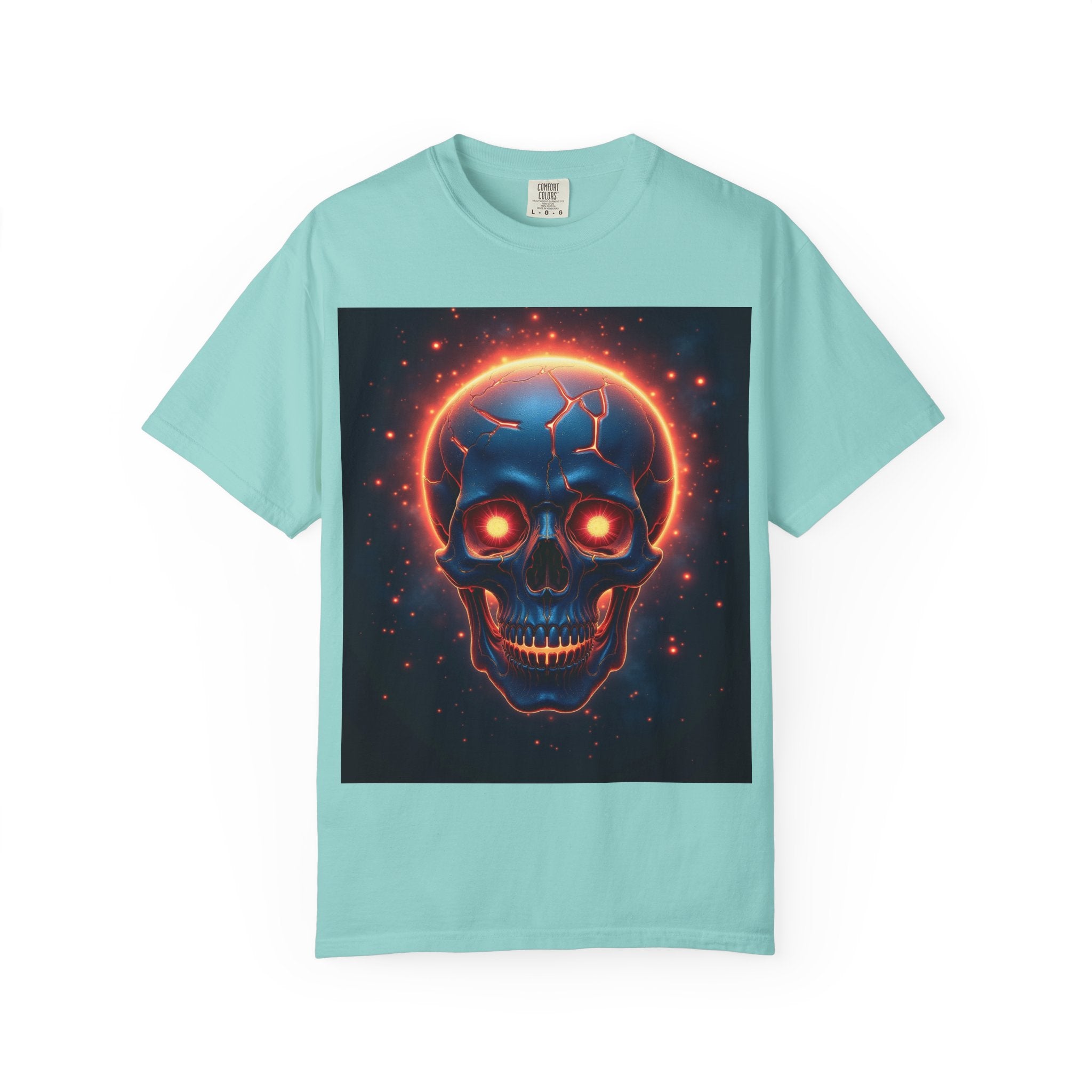 Glowing Neon Skull T-shirt | Fiery Skull Graphic Tee