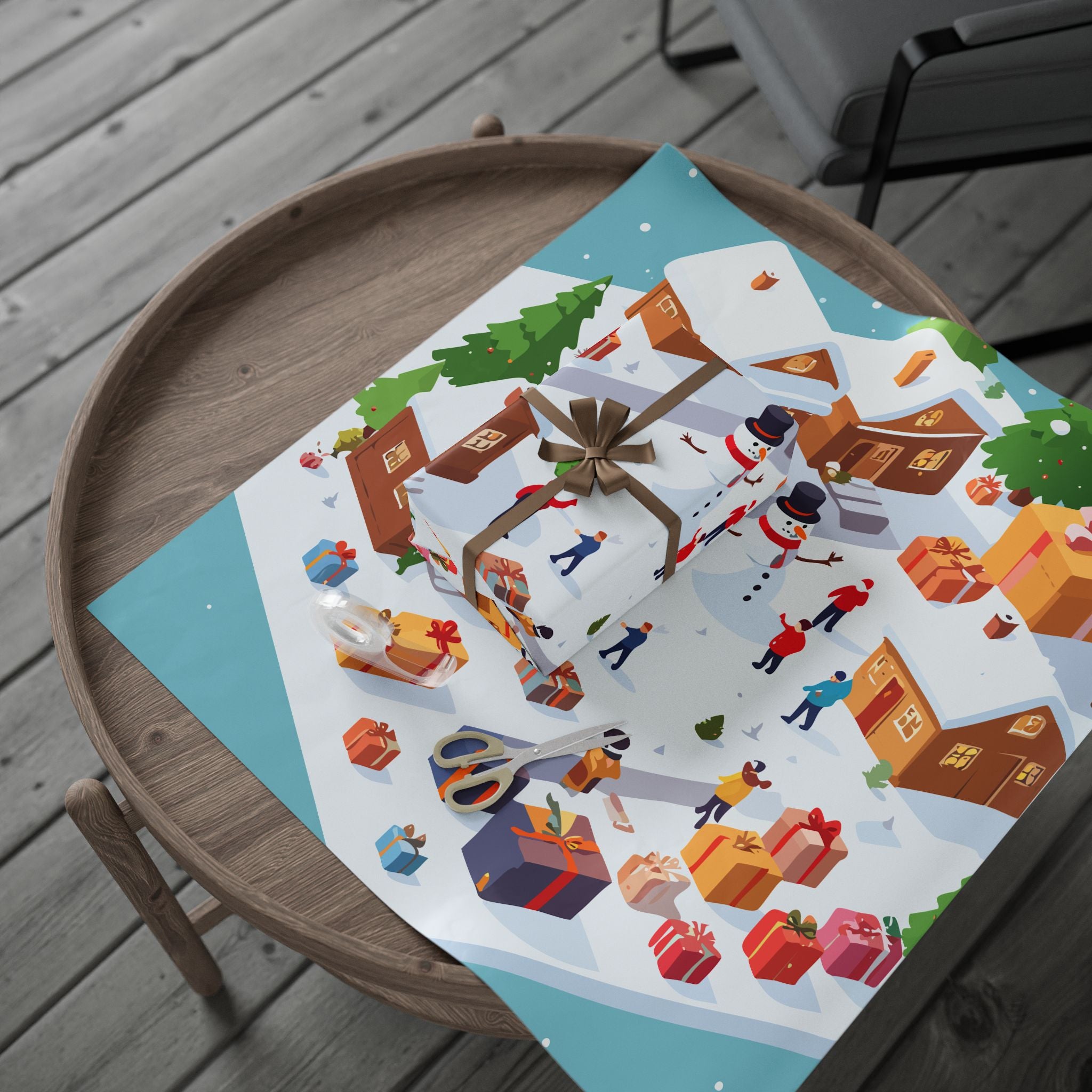 Snowy Gingerbread Village Wrapping Paper | Holiday Christmas Gift Wrap