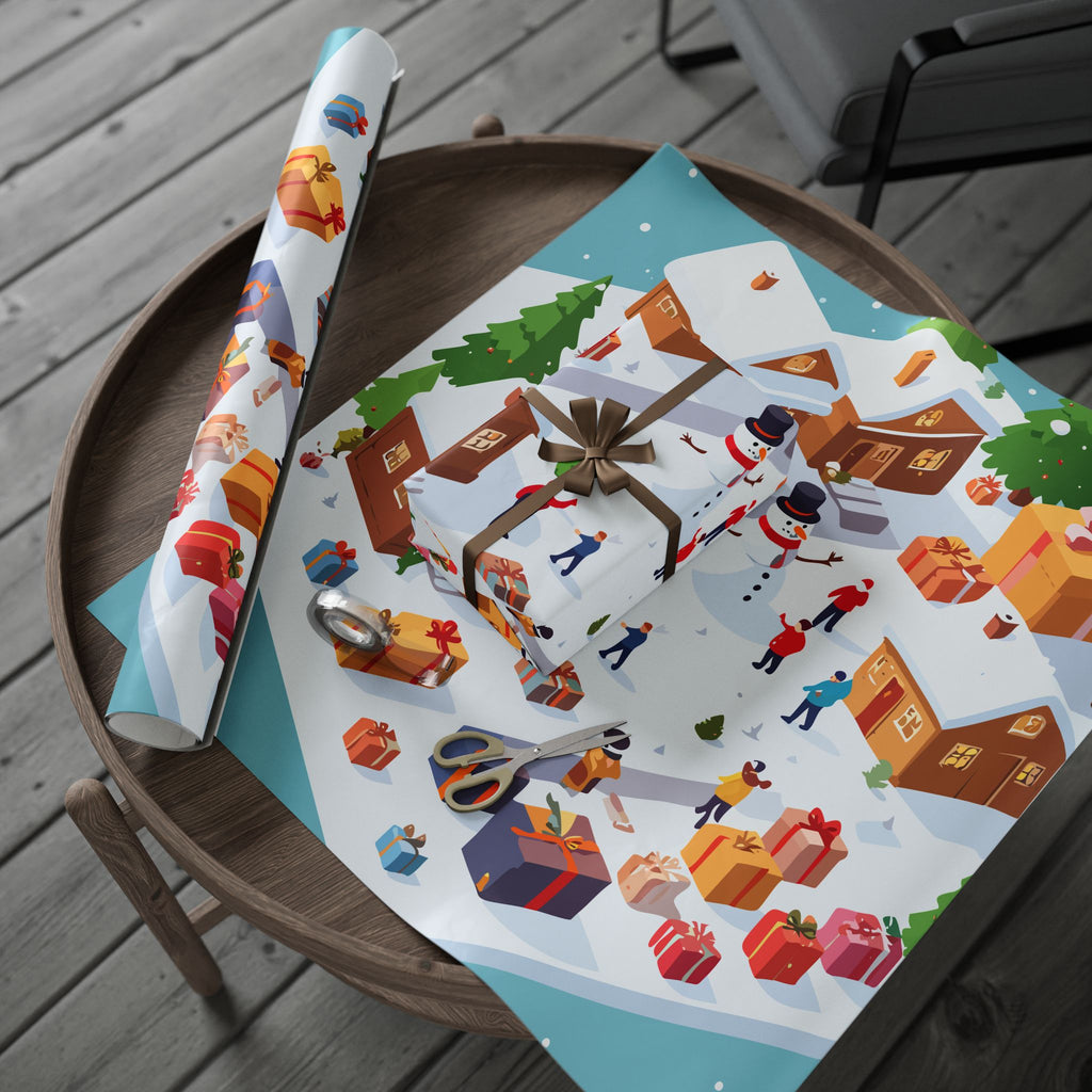 Snowy Gingerbread Village Wrapping Paper | Holiday Christmas Gift Wrap