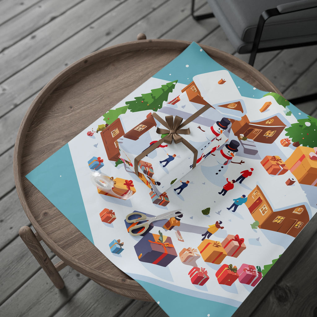 Snowy Gingerbread Village Wrapping Paper | Holiday Christmas Gift Wrap
