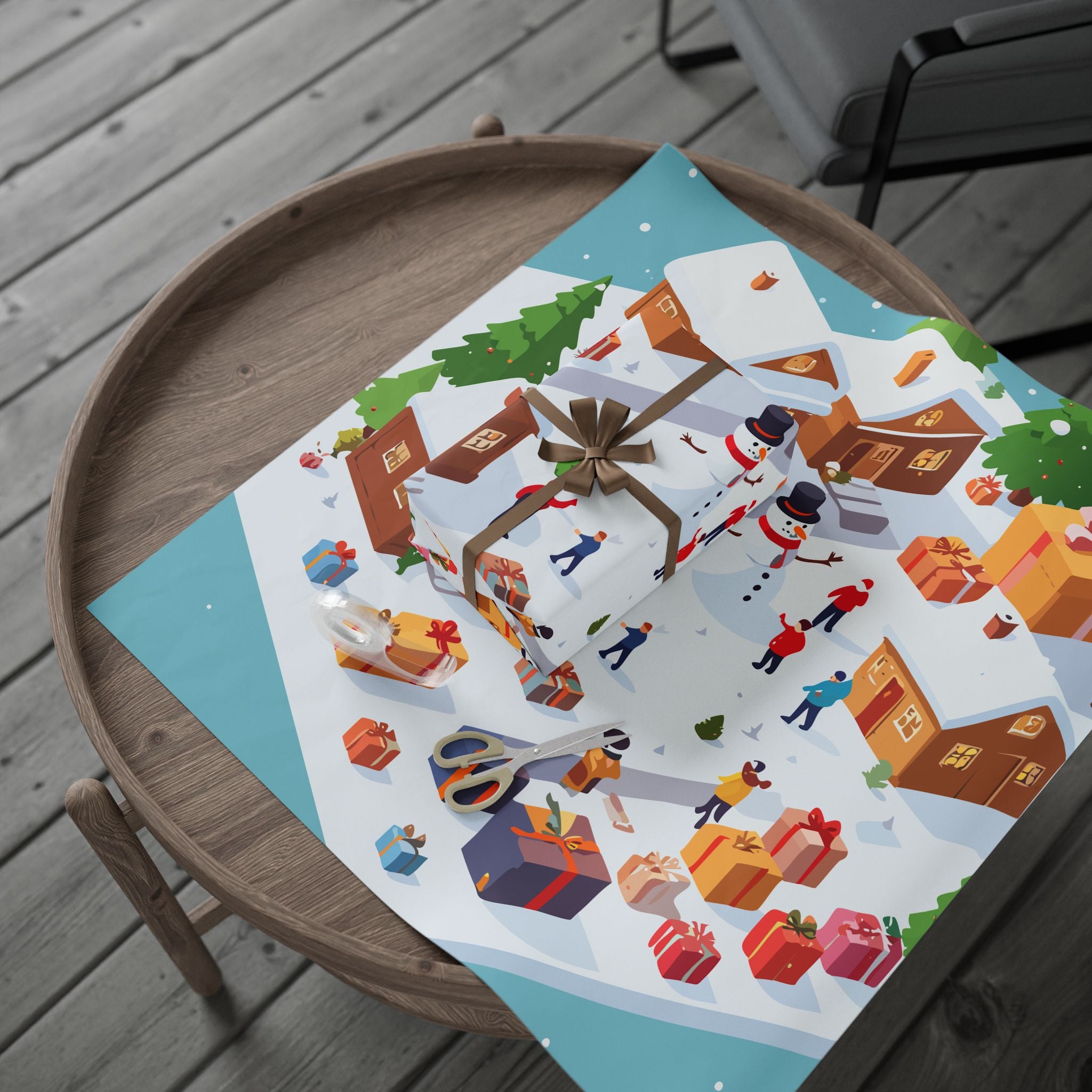 Snowy Gingerbread Village Wrapping Paper | Holiday Christmas Gift Wrap