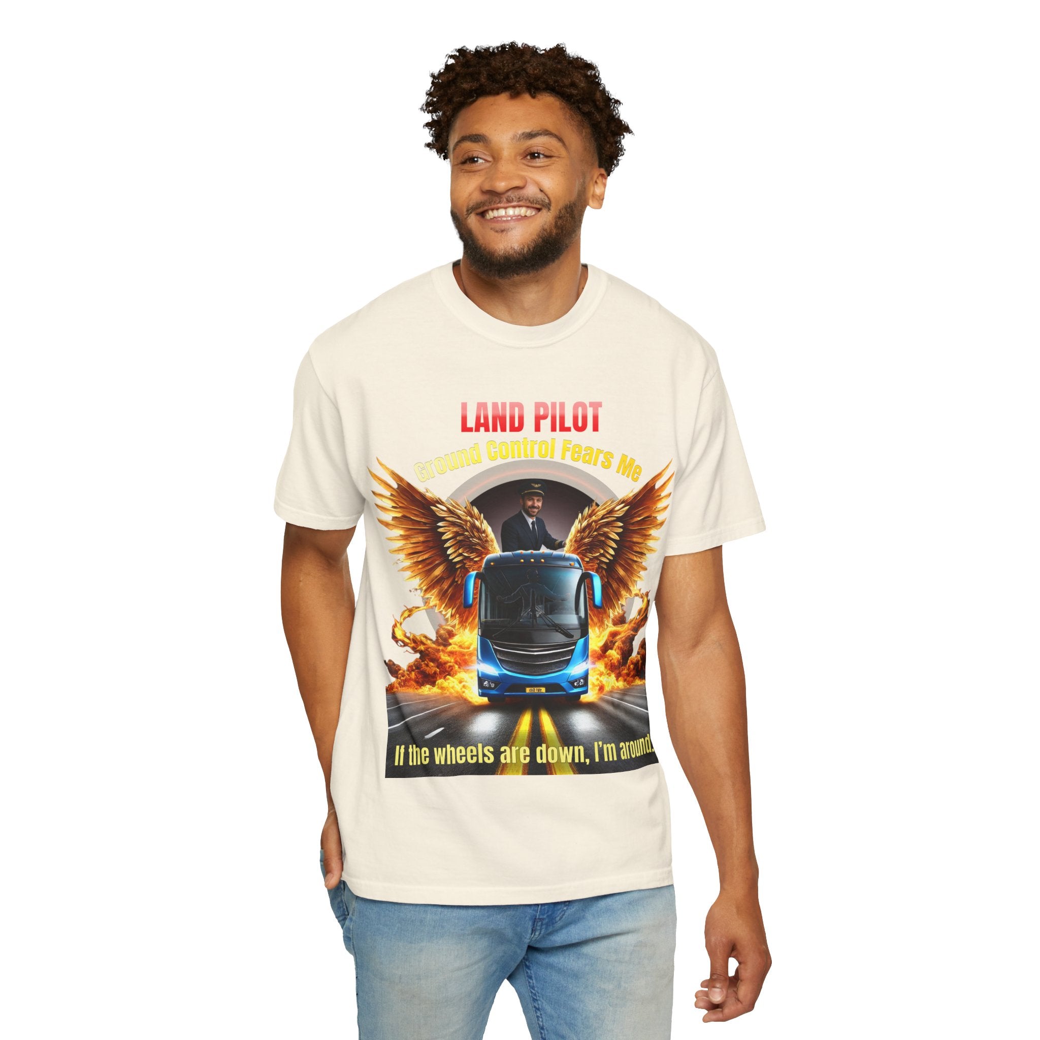 Bus Driver T-Shirt — "Land Pilot" & "If the wheels are down, I'm around" Graphic Tee