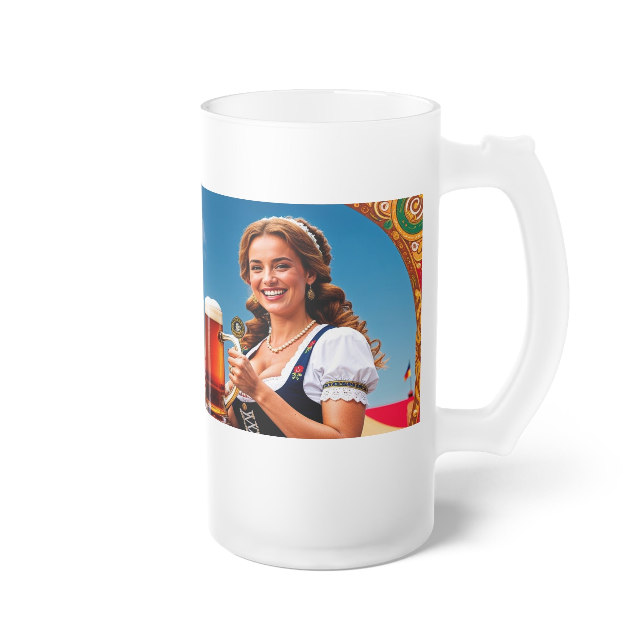 Oktoberfest Woman with Beer Frosted Glass Beer Mug | Oktoberfest Steins