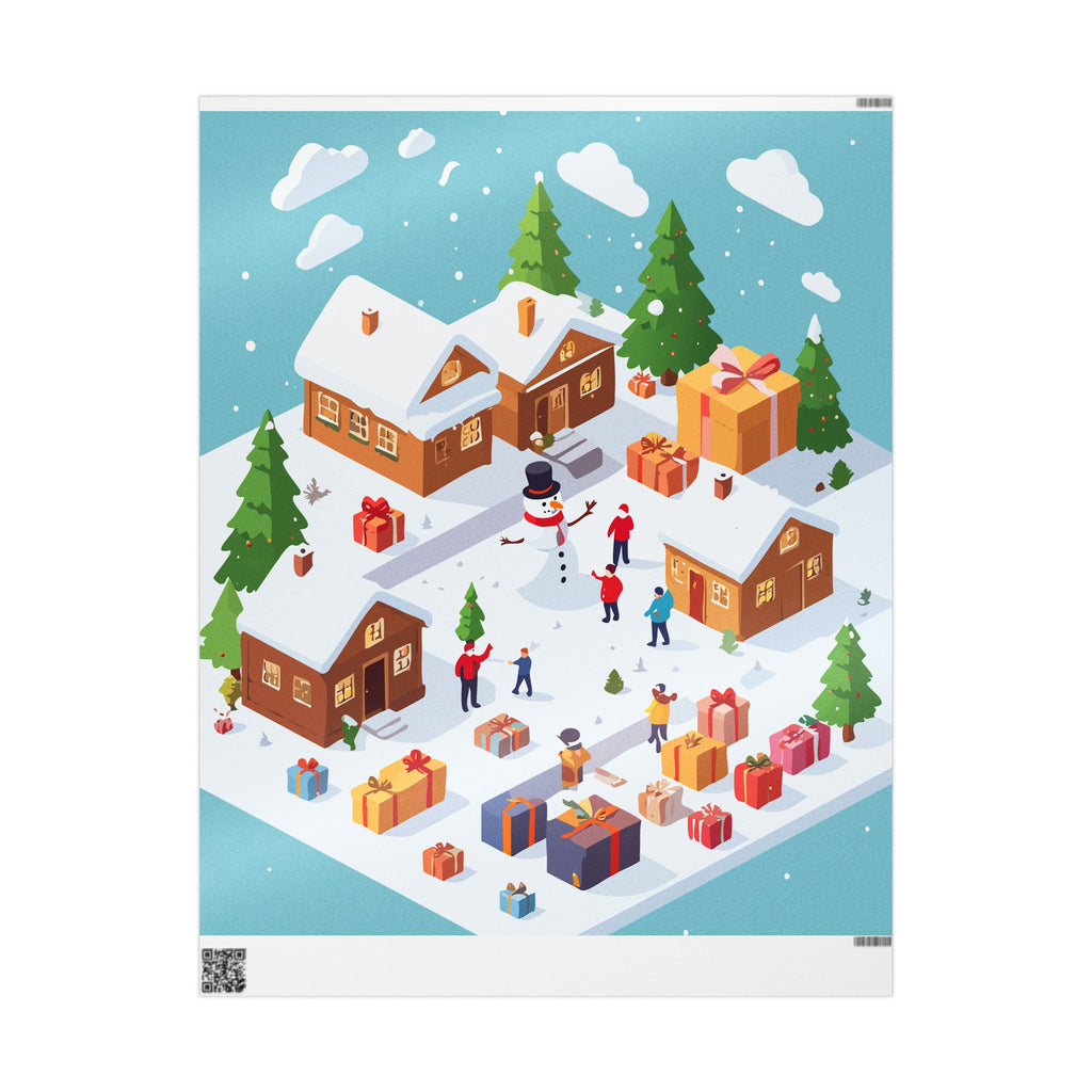 Snowy Gingerbread Village Wrapping Paper | Holiday Christmas Gift Wrap