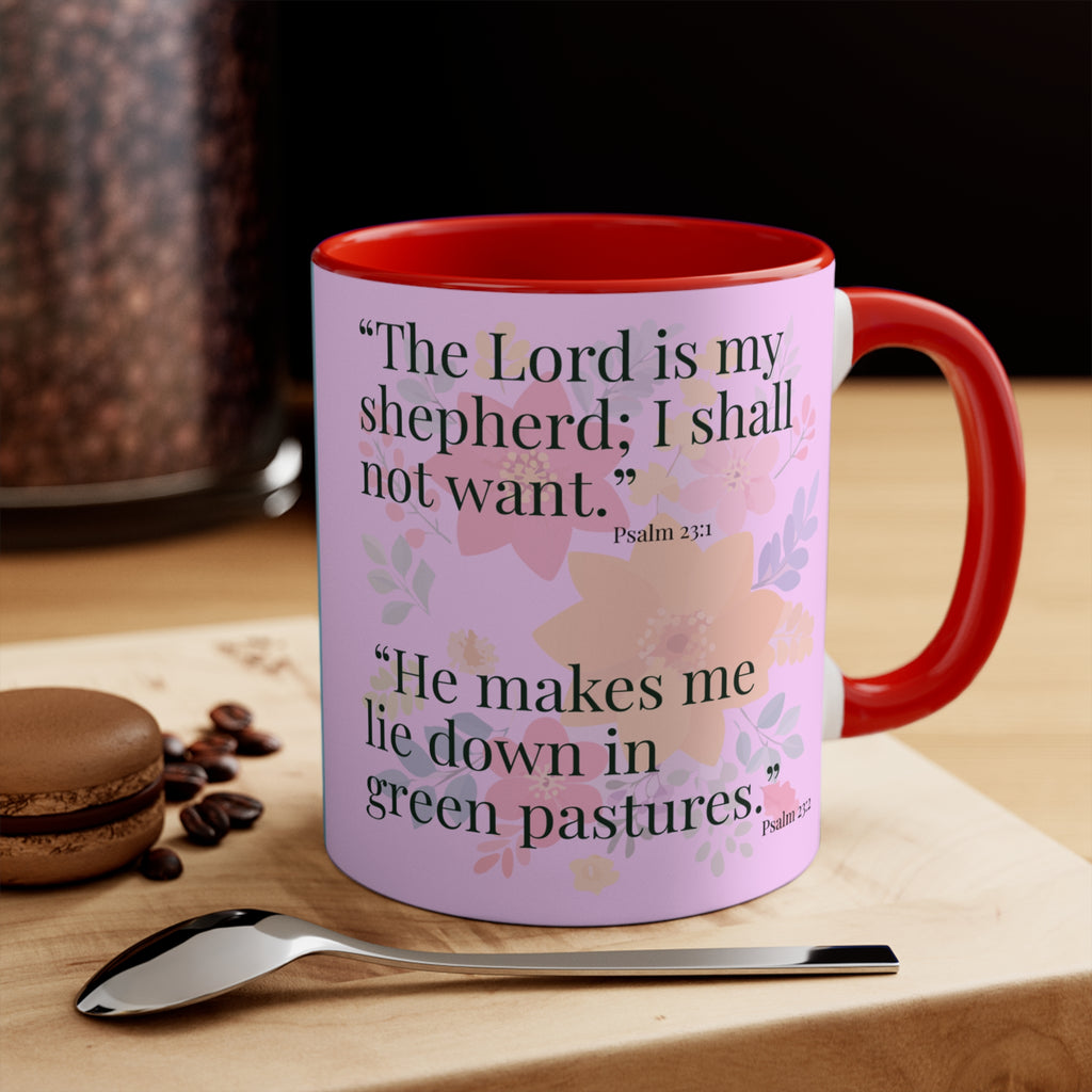 Majestic Lion Scene Mug | Psalm 23 Scripture Accent Mug