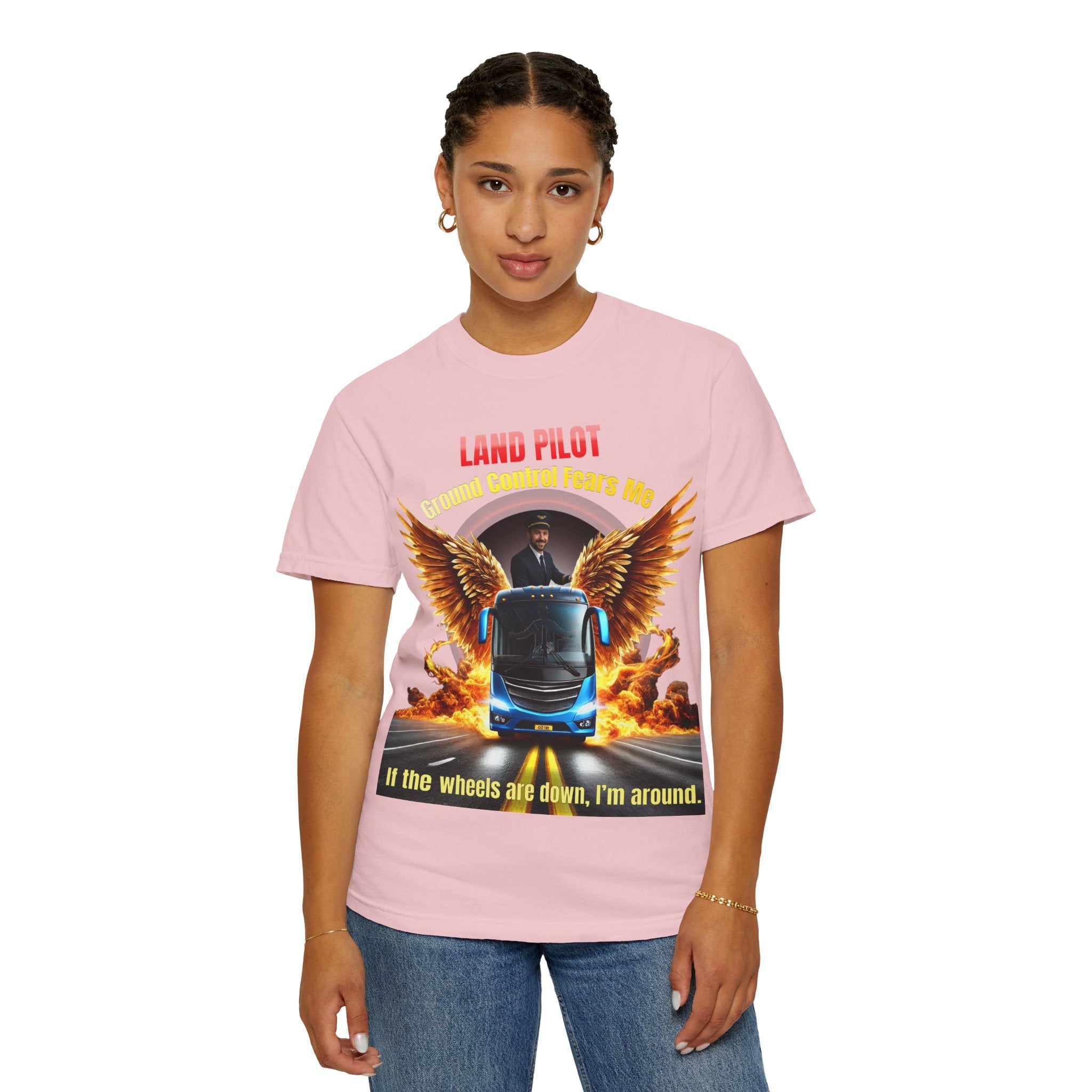 Bus Driver T-Shirt — "Land Pilot" & "If the wheels are down, I'm around" Graphic Tee
