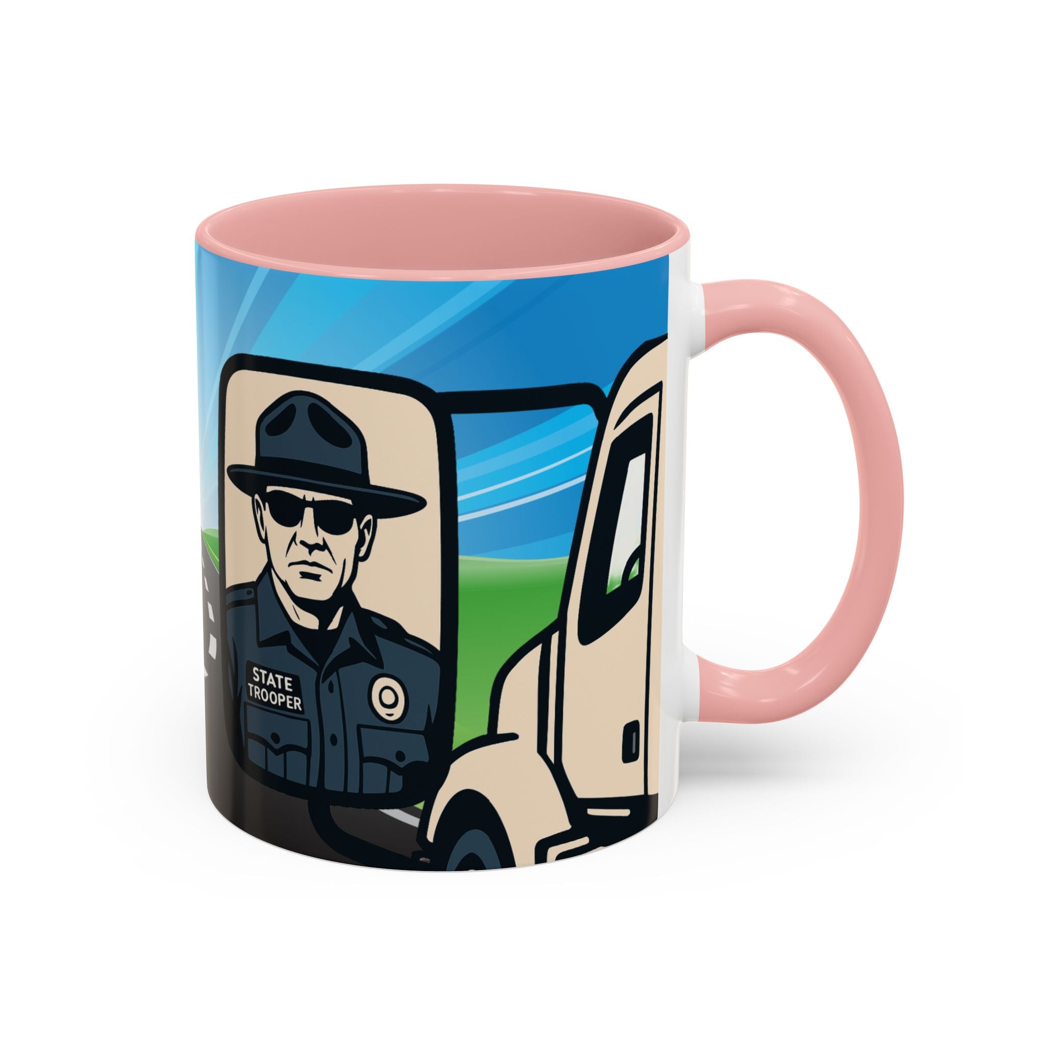 State Trooper Highway Scene Mug | Accent Coffee Mug 11oz 15oz