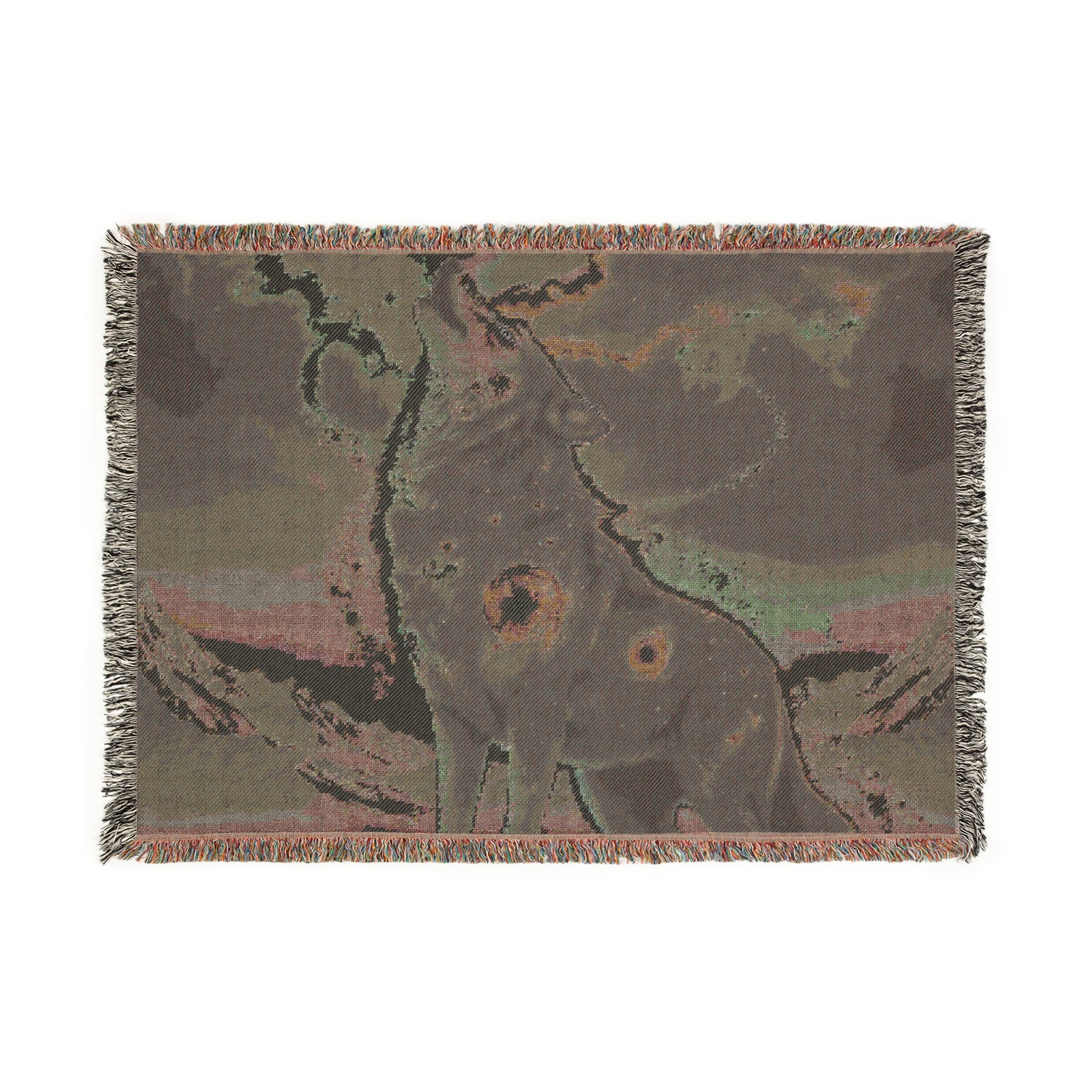 Cosmic Wolf Woven Blanket | Starry Galaxy Canine Tapestry Throw