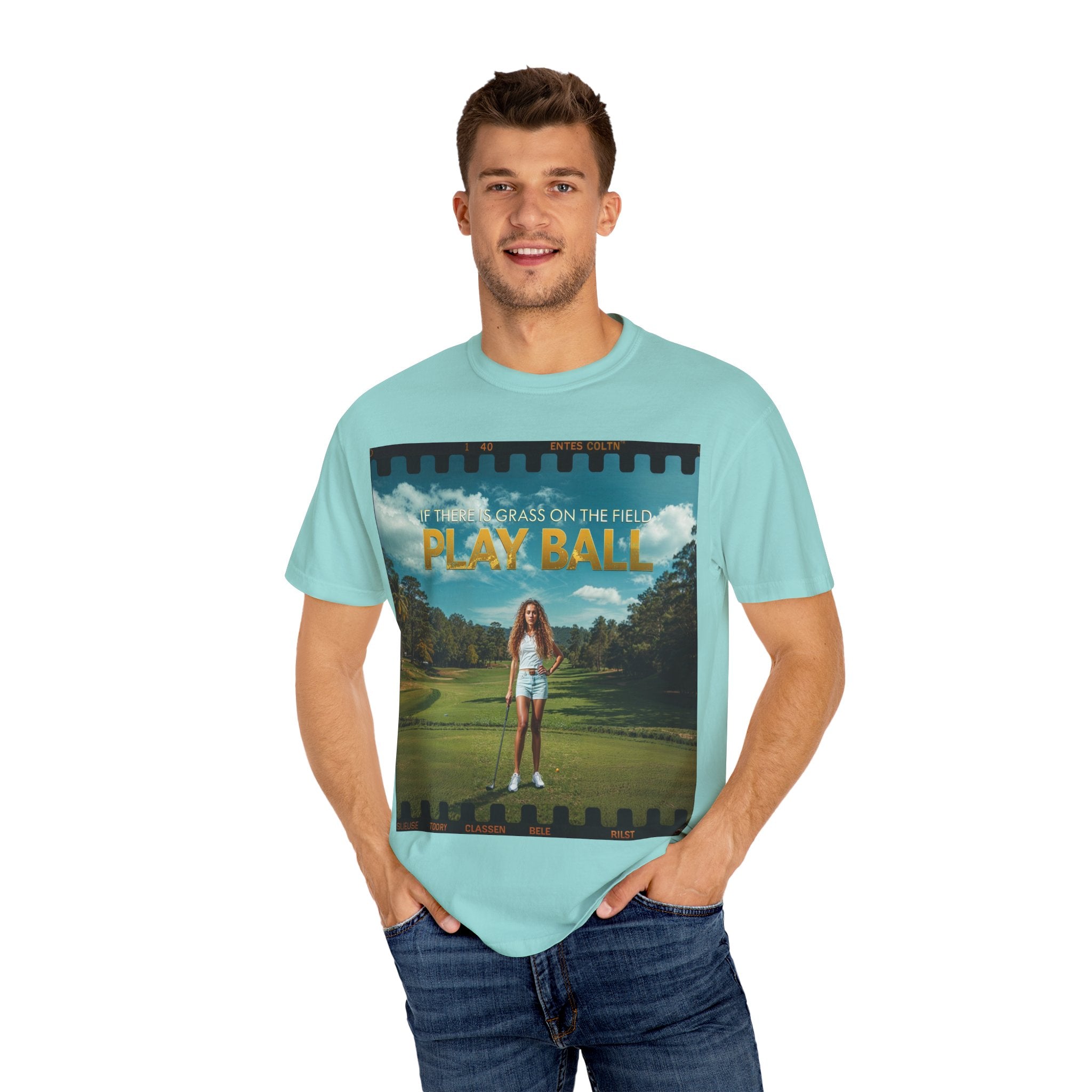 Play Ball golf scene T-shirt | retro golf course photo tee