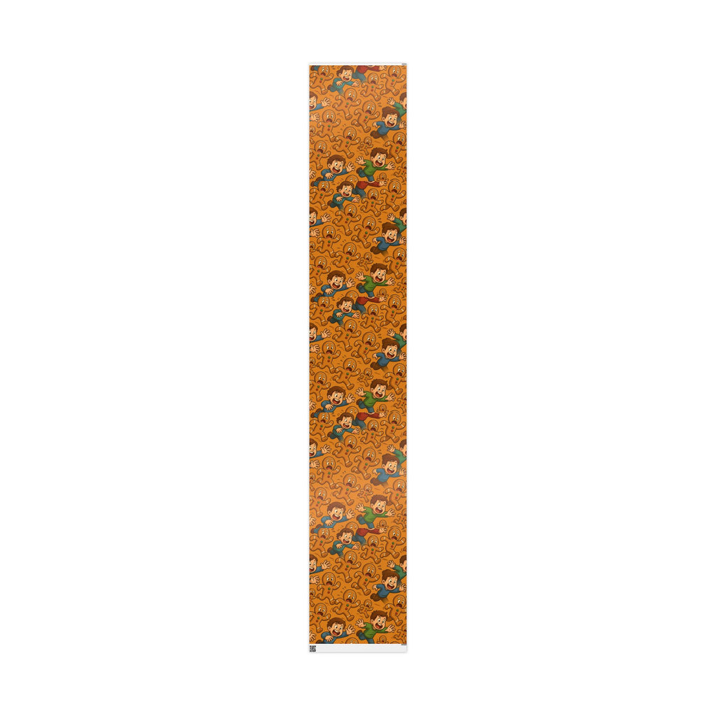 Retro Gingerbread Pattern Wrapping Paper | Orange Holiday Candy Prints