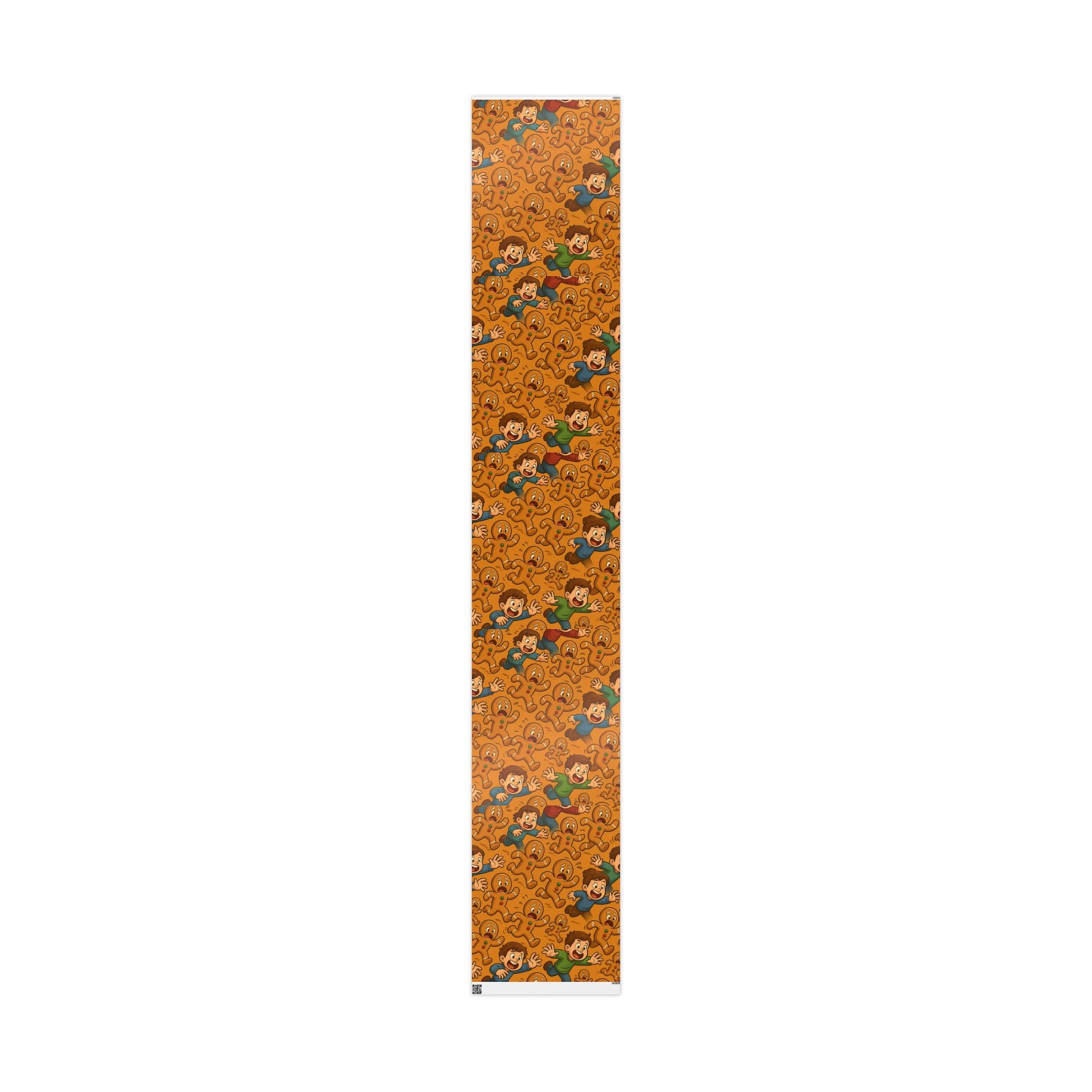 Retro Gingerbread Pattern Wrapping Paper | Orange Holiday Candy Prints