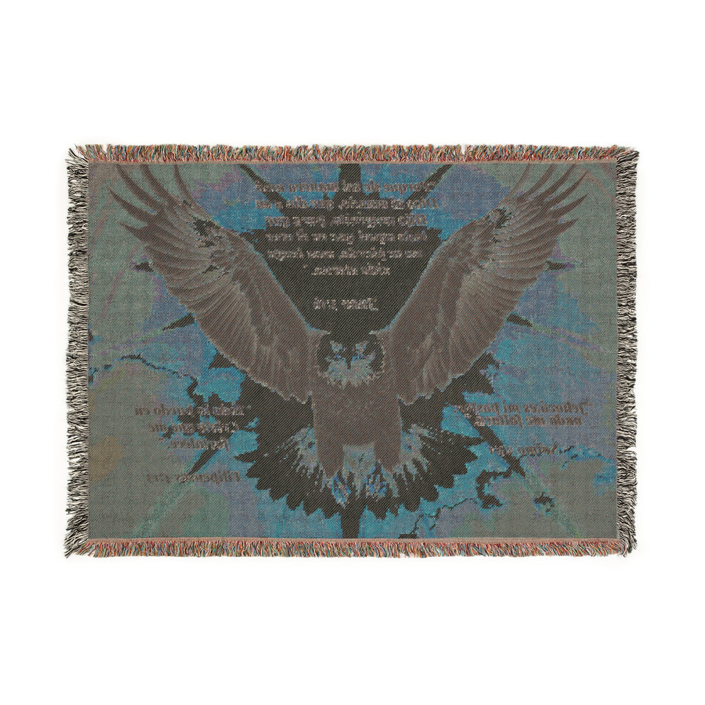 Bald Eagle Illustration Woven Blanket Scripture in Spanish  | Patriotic Eagle Throw