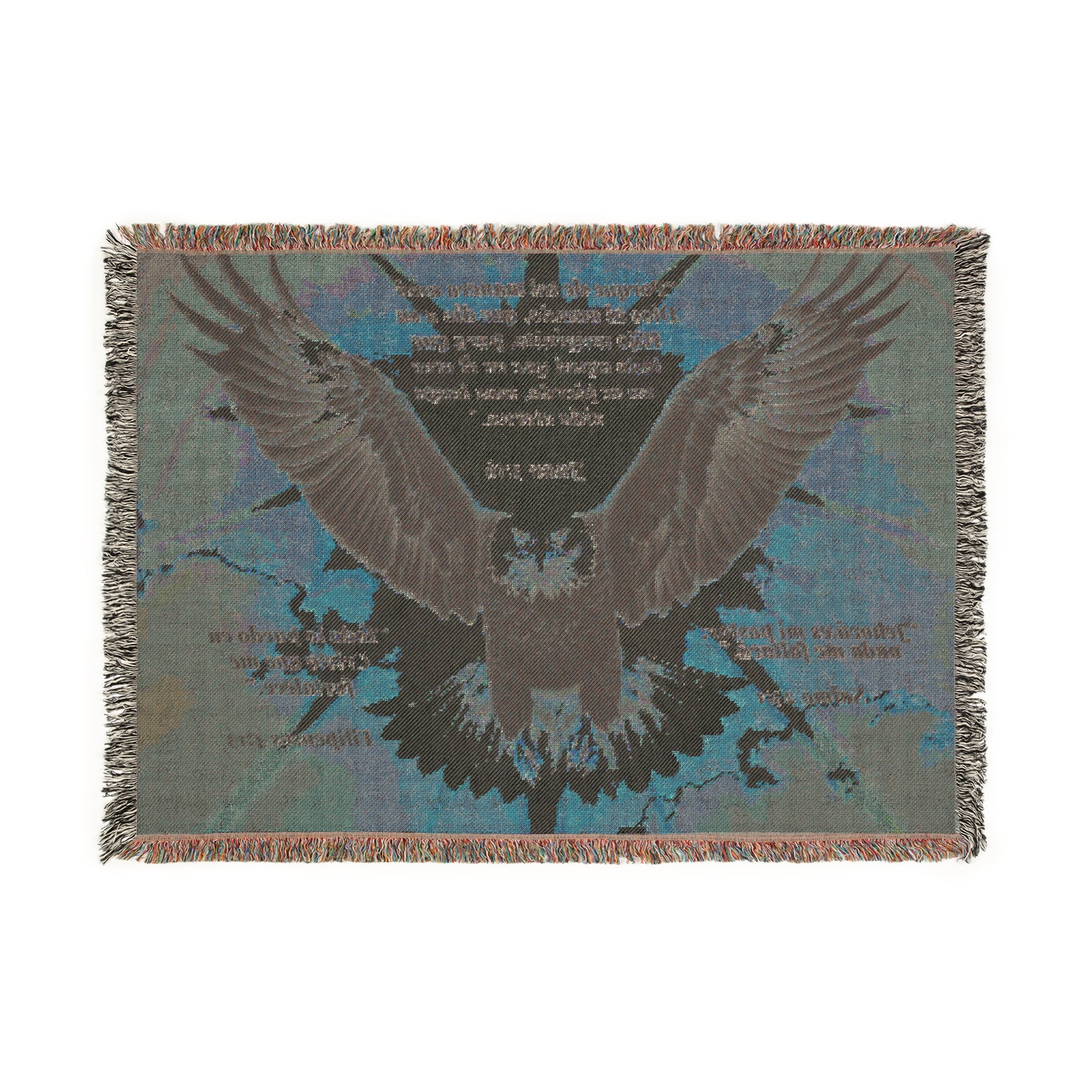 Bald Eagle Illustration Woven Blanket Scripture in Spanish  | Patriotic Eagle Throw