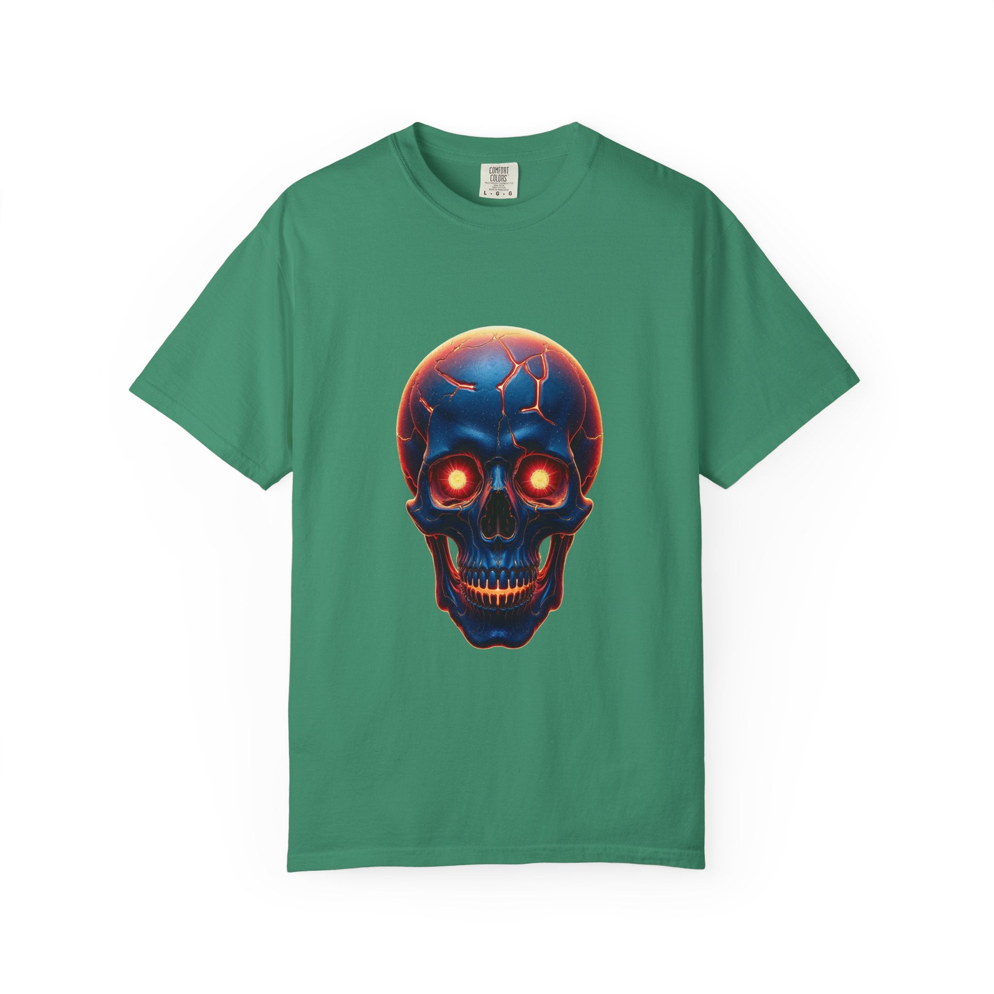 Glowing Neon Skull T-shirt | Fiery Skull Graphic Tee