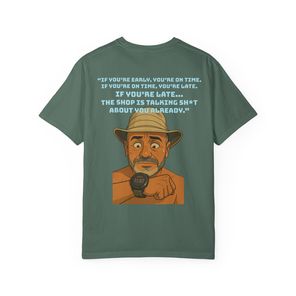 Pocket Graphic T-Shirt — Retro Explorer Watch Illustration & Quote