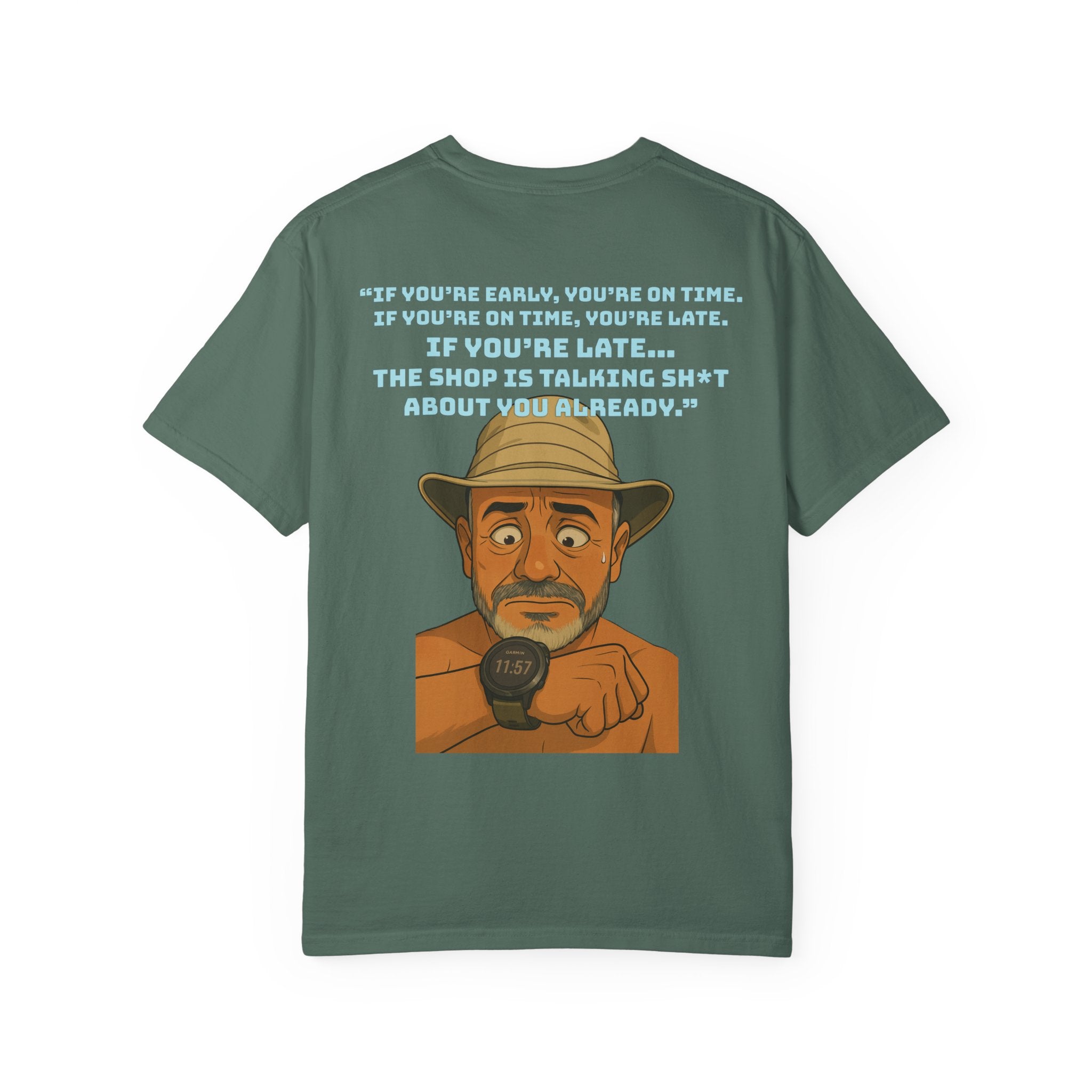 Pocket Graphic T-Shirt — Retro Explorer Watch Illustration & Quote