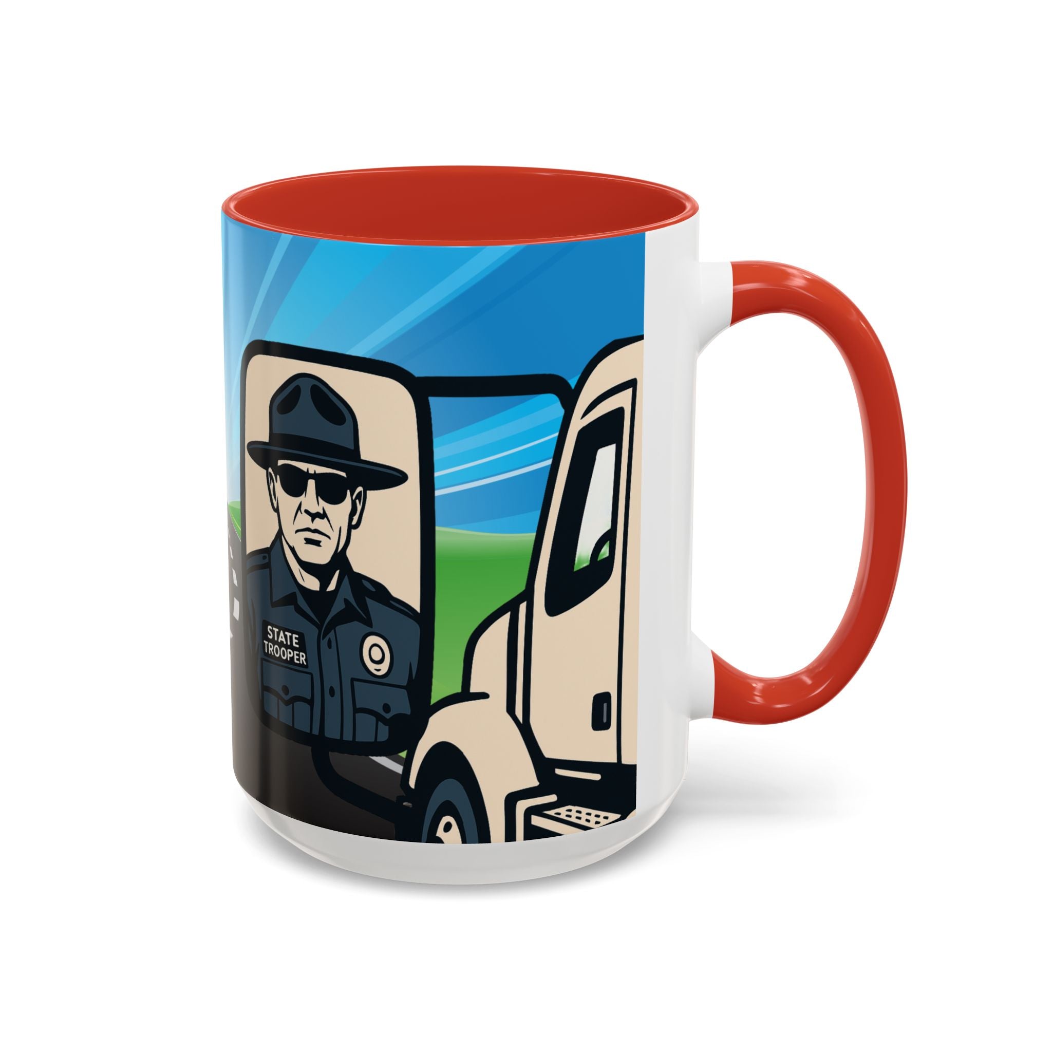 State Trooper Highway Scene Mug | Accent Coffee Mug 11oz 15oz