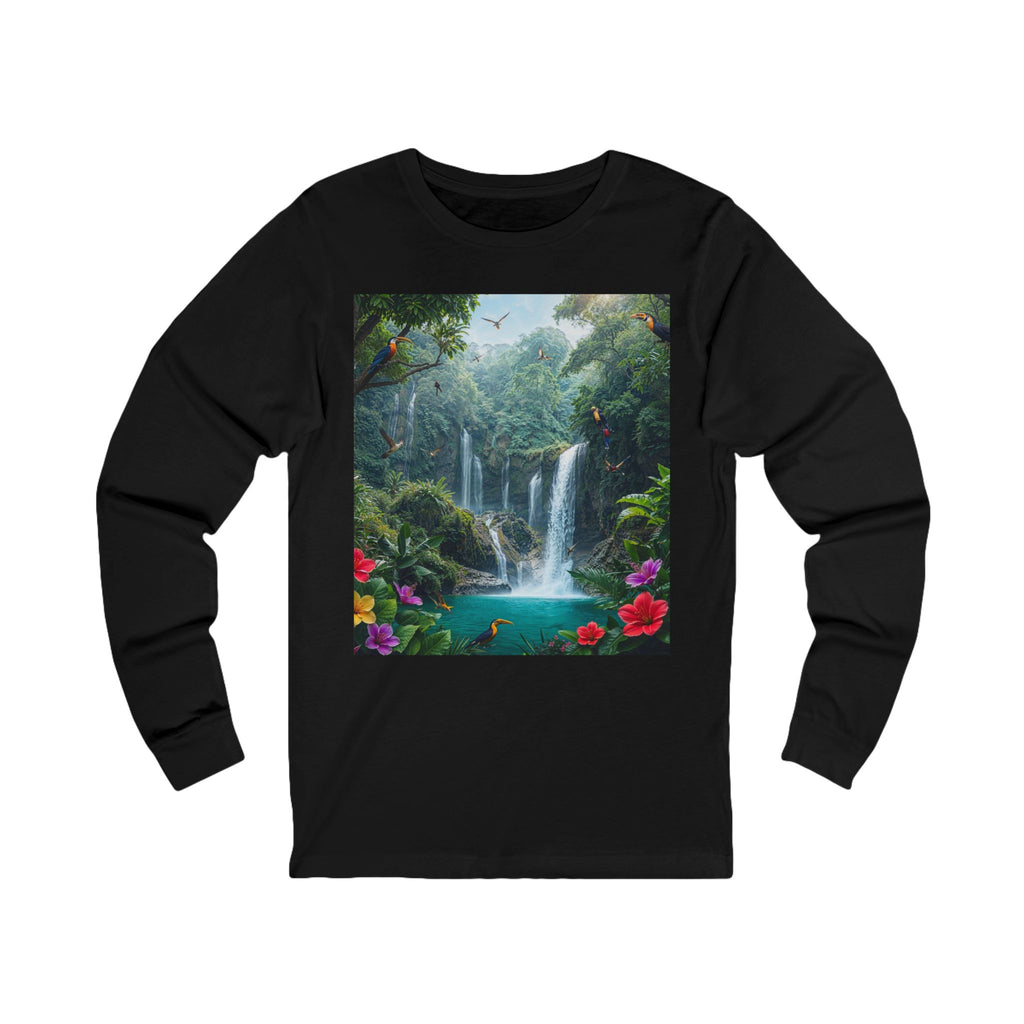 Tropical Waterfall Landscape Tee | Long Sleeve Nature Shirt