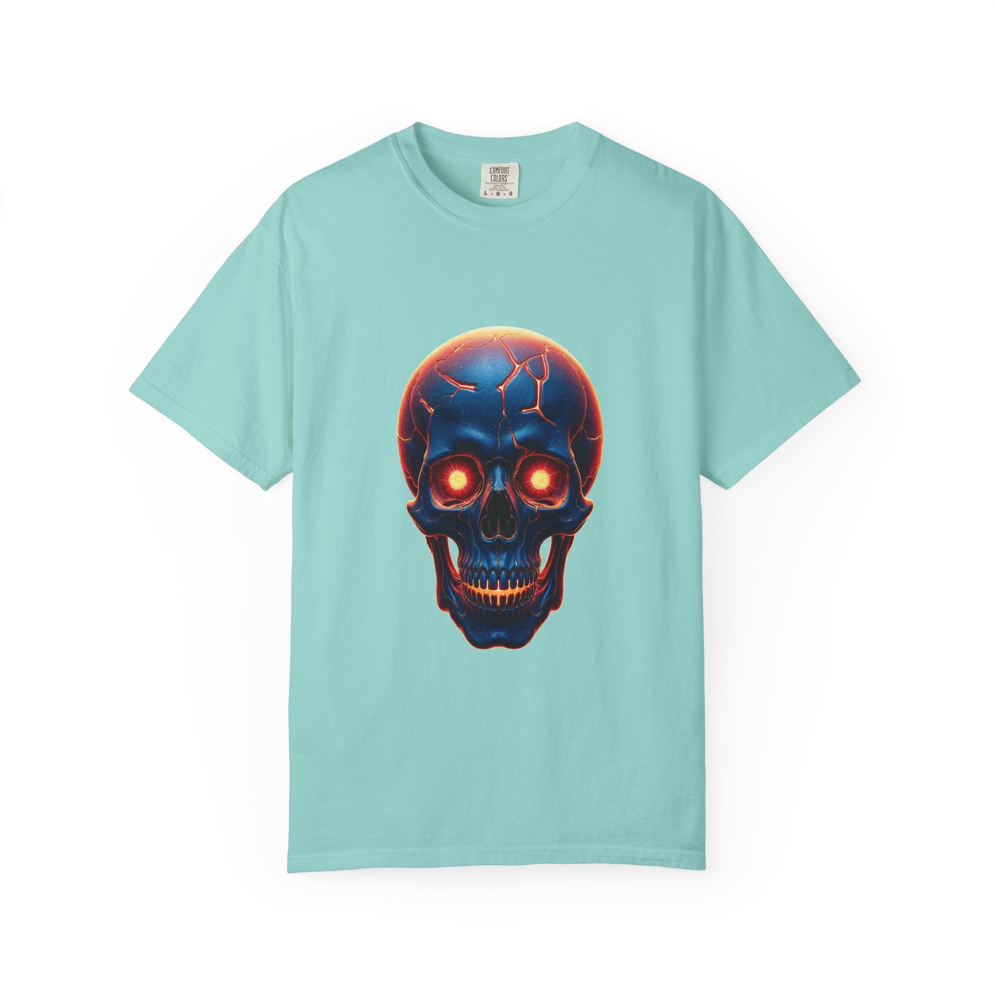 Glowing Neon Skull T-shirt | Fiery Skull Graphic Tee