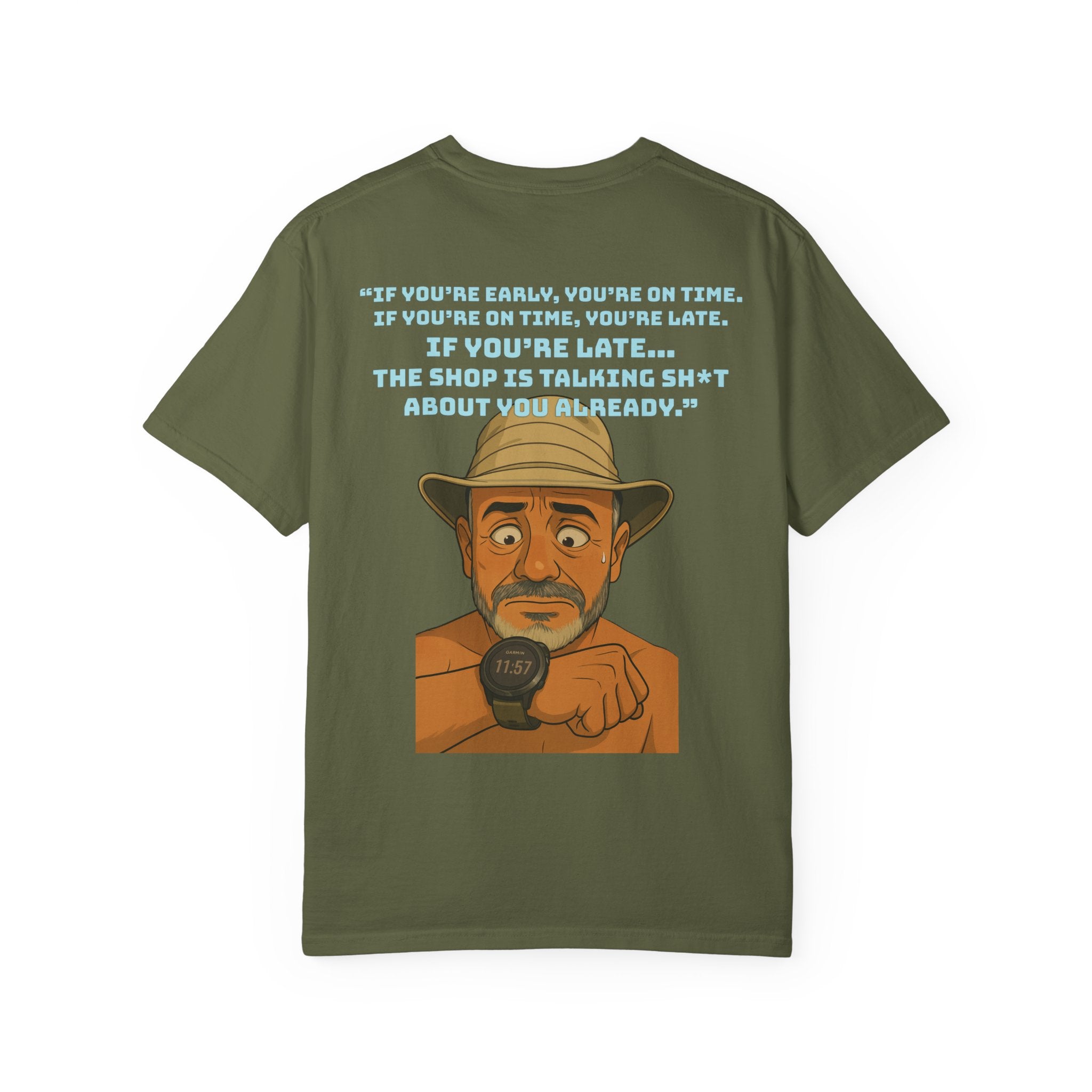 Pocket Graphic T-Shirt — Retro Explorer Watch Illustration & Quote