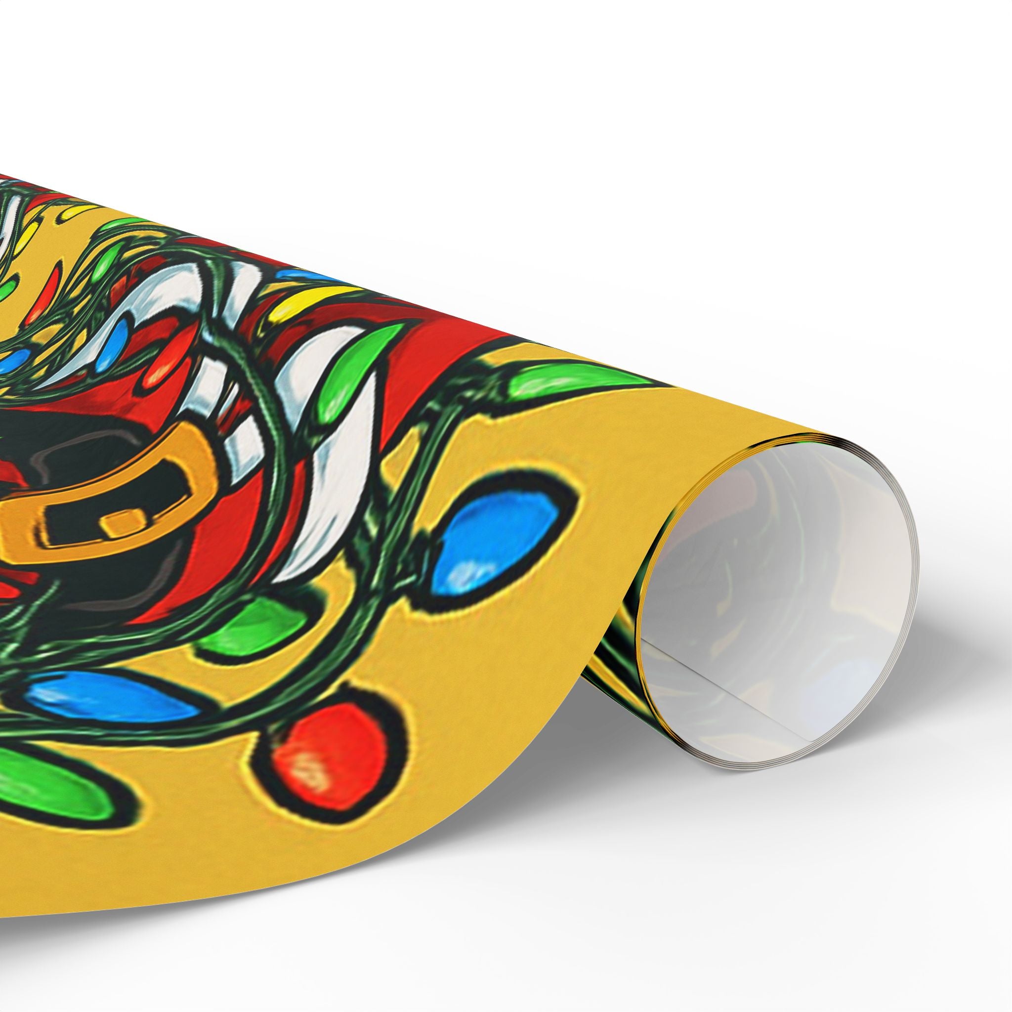 Santa Wreath Wrapping Paper | Christmas Holiday Gift Wrap Roll