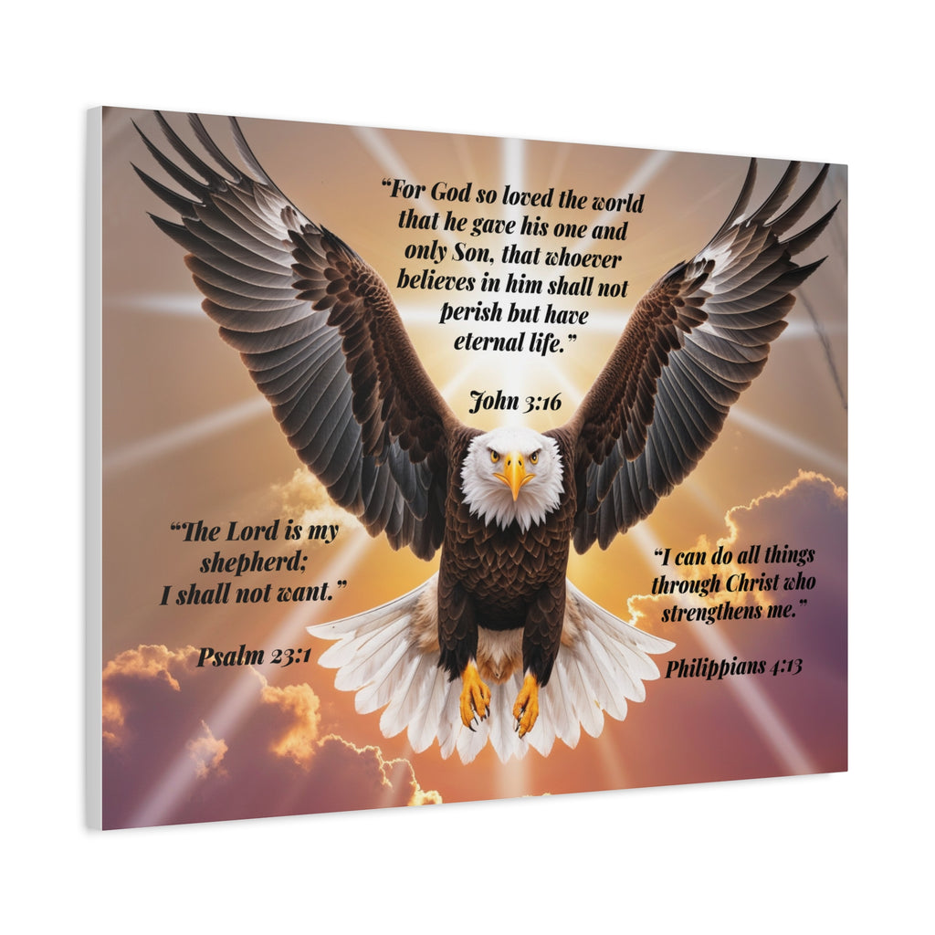 Bald Eagle with Bible Verses Canvas