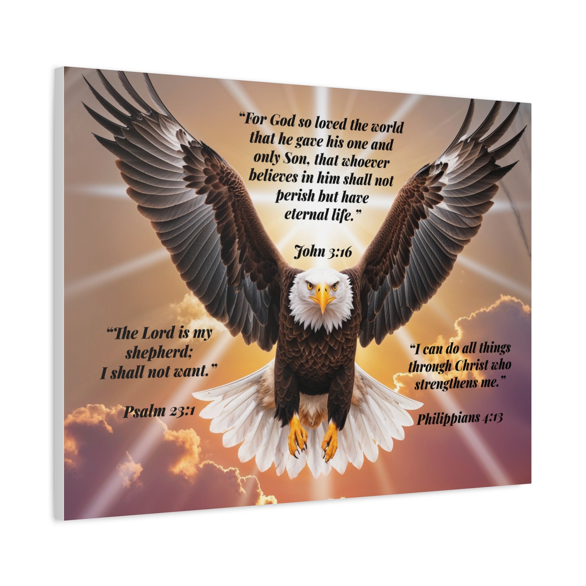 Bald Eagle with Bible Verses Canvas