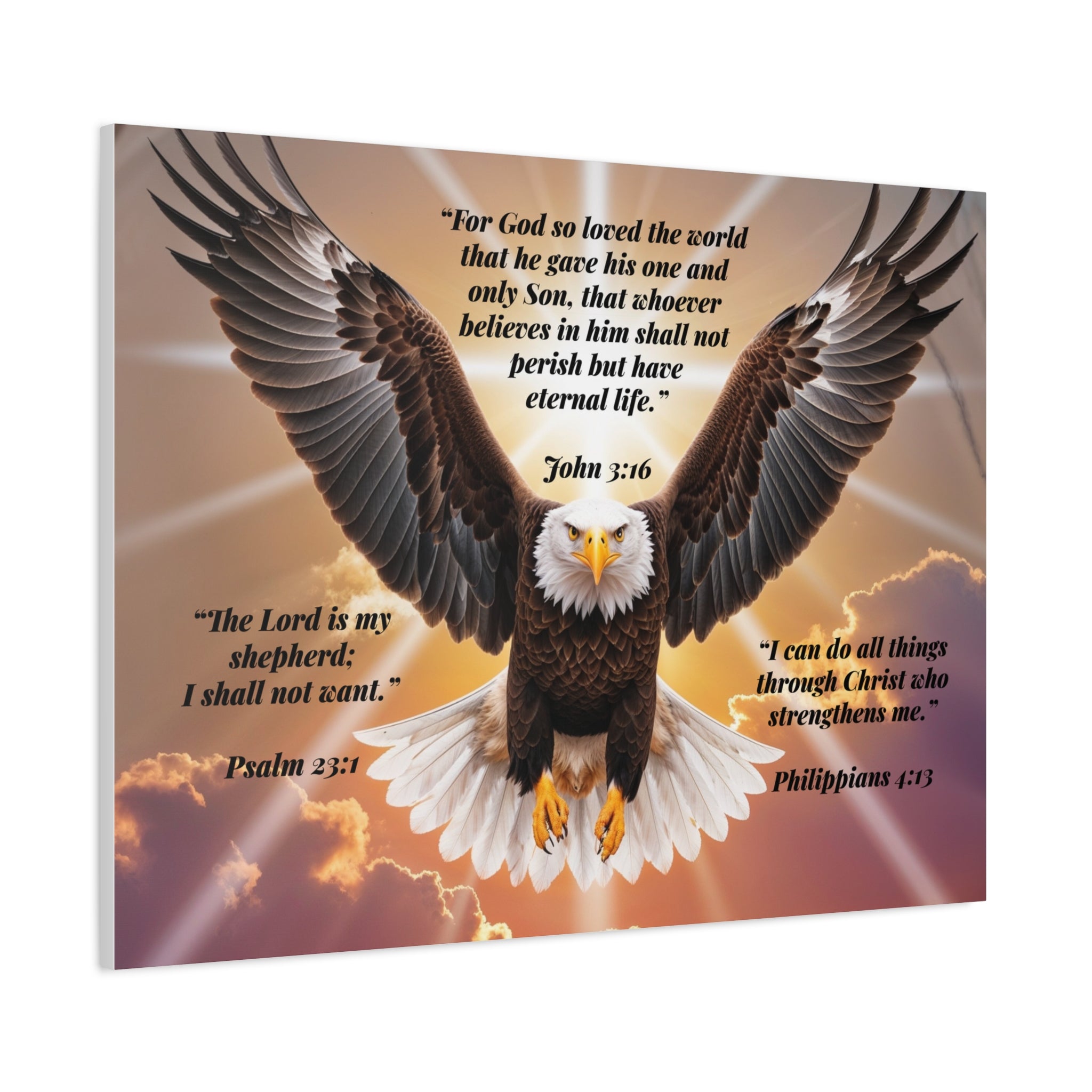 Bald Eagle with Bible Verses Canvas