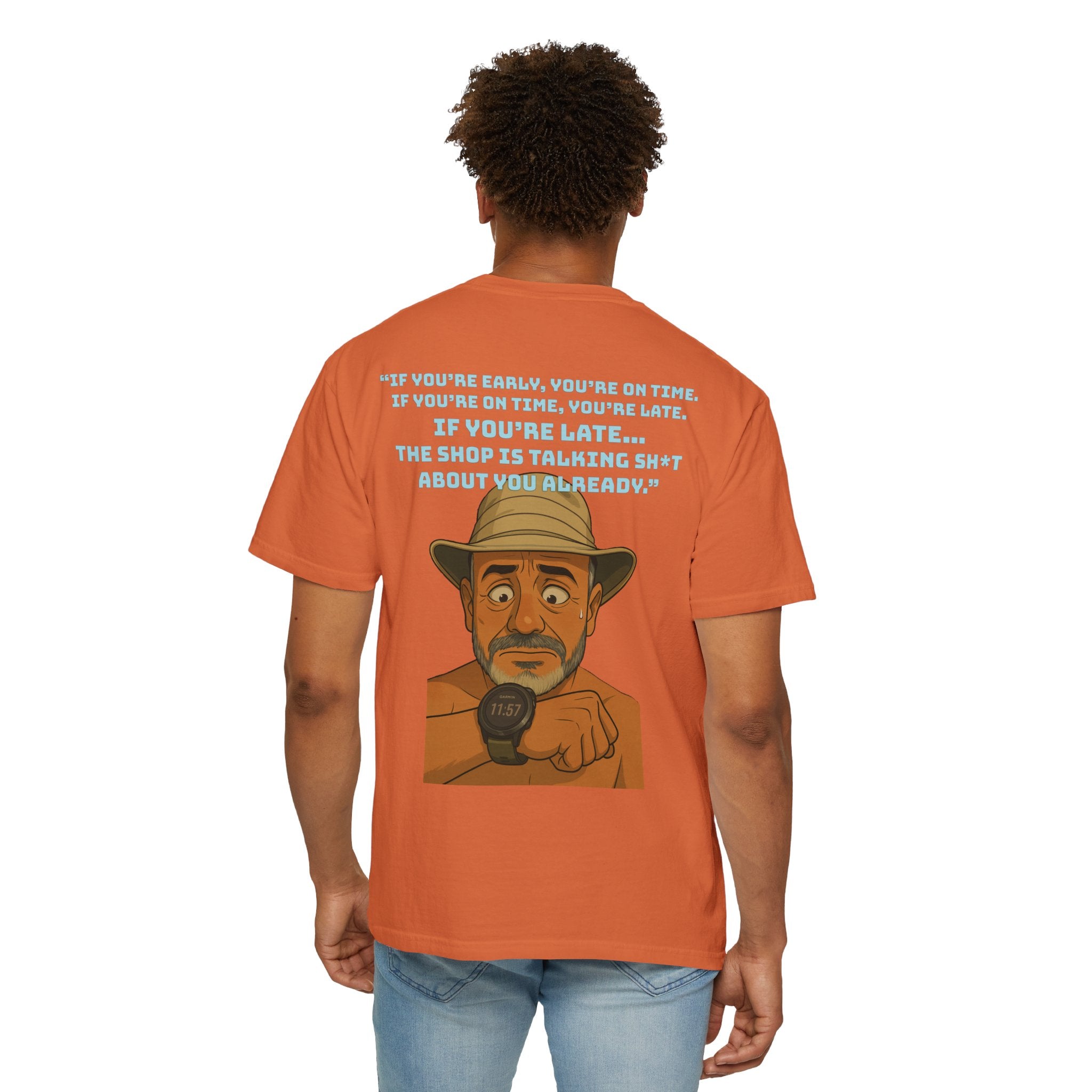 Pocket Graphic T-Shirt — Retro Explorer Watch Illustration & Quote