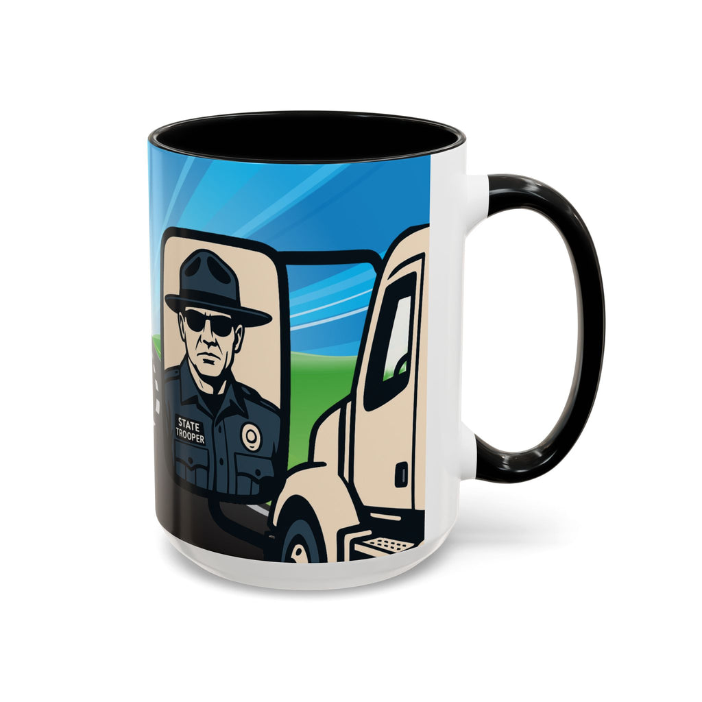State Trooper Highway Scene Mug | Accent Coffee Mug 11oz 15oz