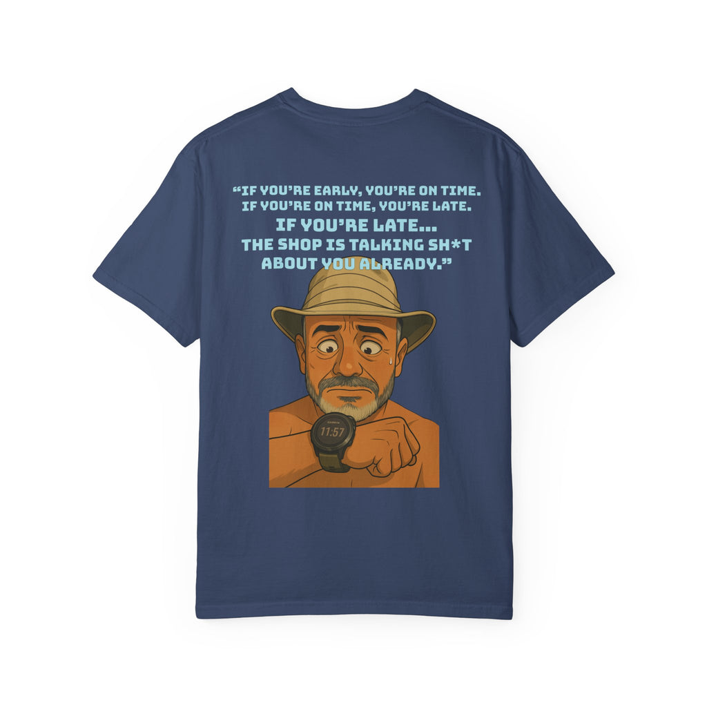Pocket Graphic T-Shirt — Retro Explorer Watch Illustration & Quote