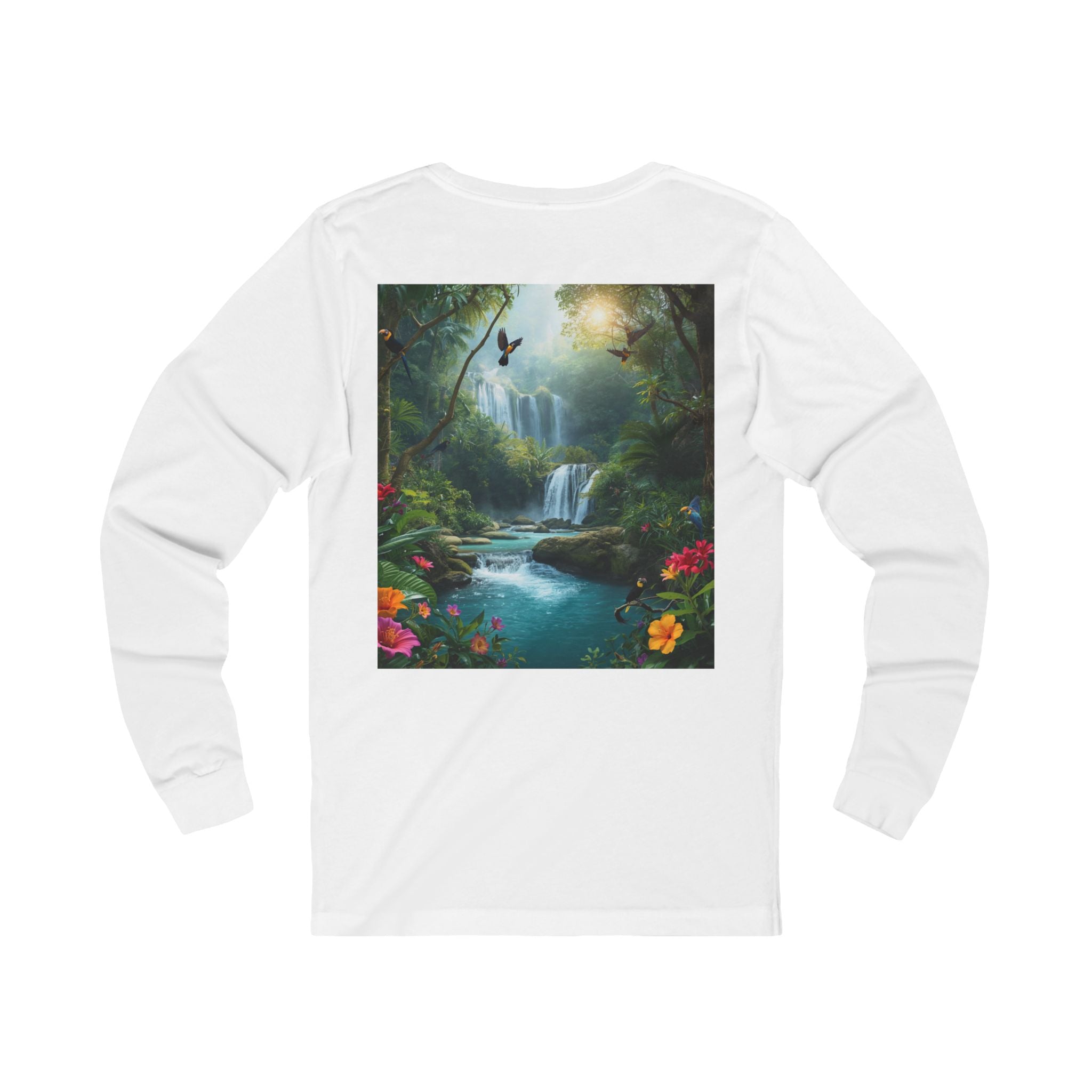 Tropical Waterfall Landscape Tee | Long Sleeve Nature Shirt