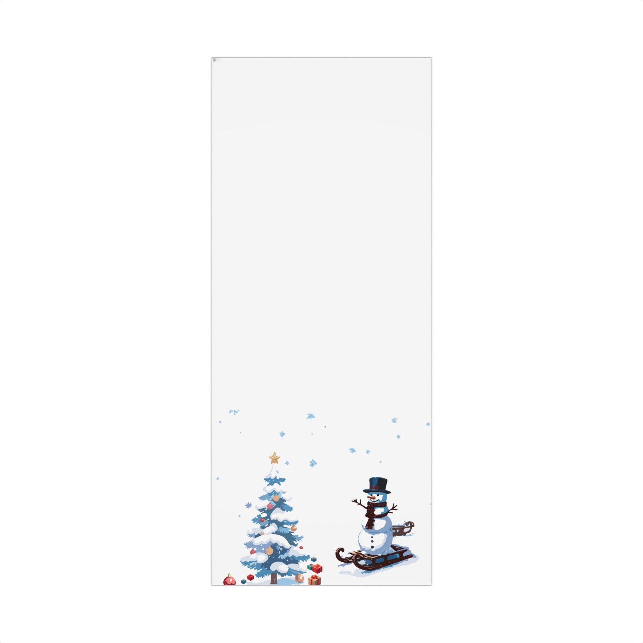 Snowman and Christmas Tree Gift Wrap Paper | Winter Snowflake Wrapping Paper