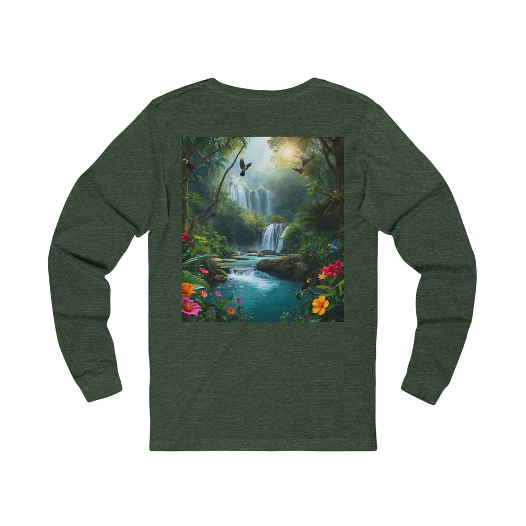 Tropical Waterfall Landscape Tee | Long Sleeve Nature Shirt