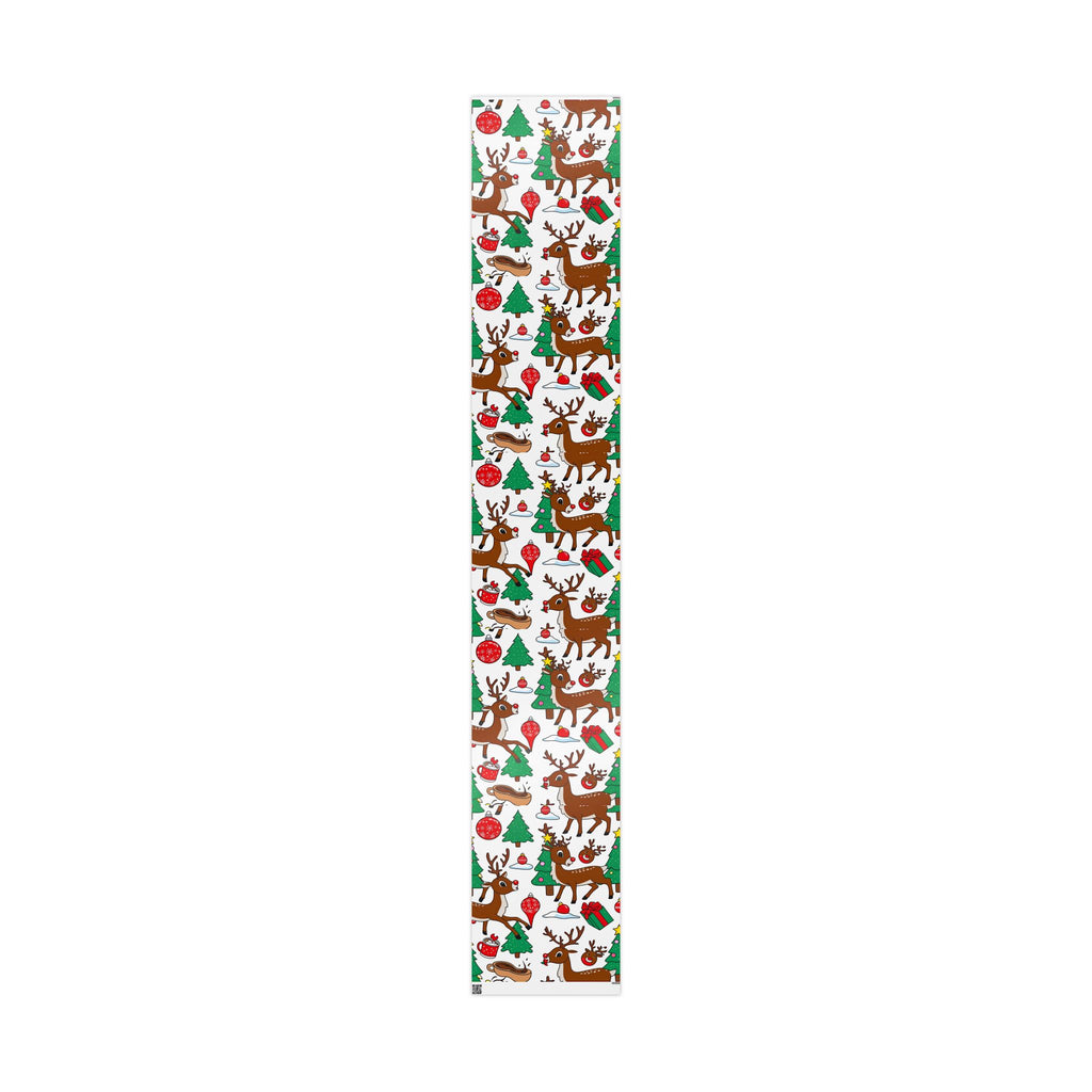 Reindeer Pattern Wrapping Paper | Christmas Trees Ornaments Gifts