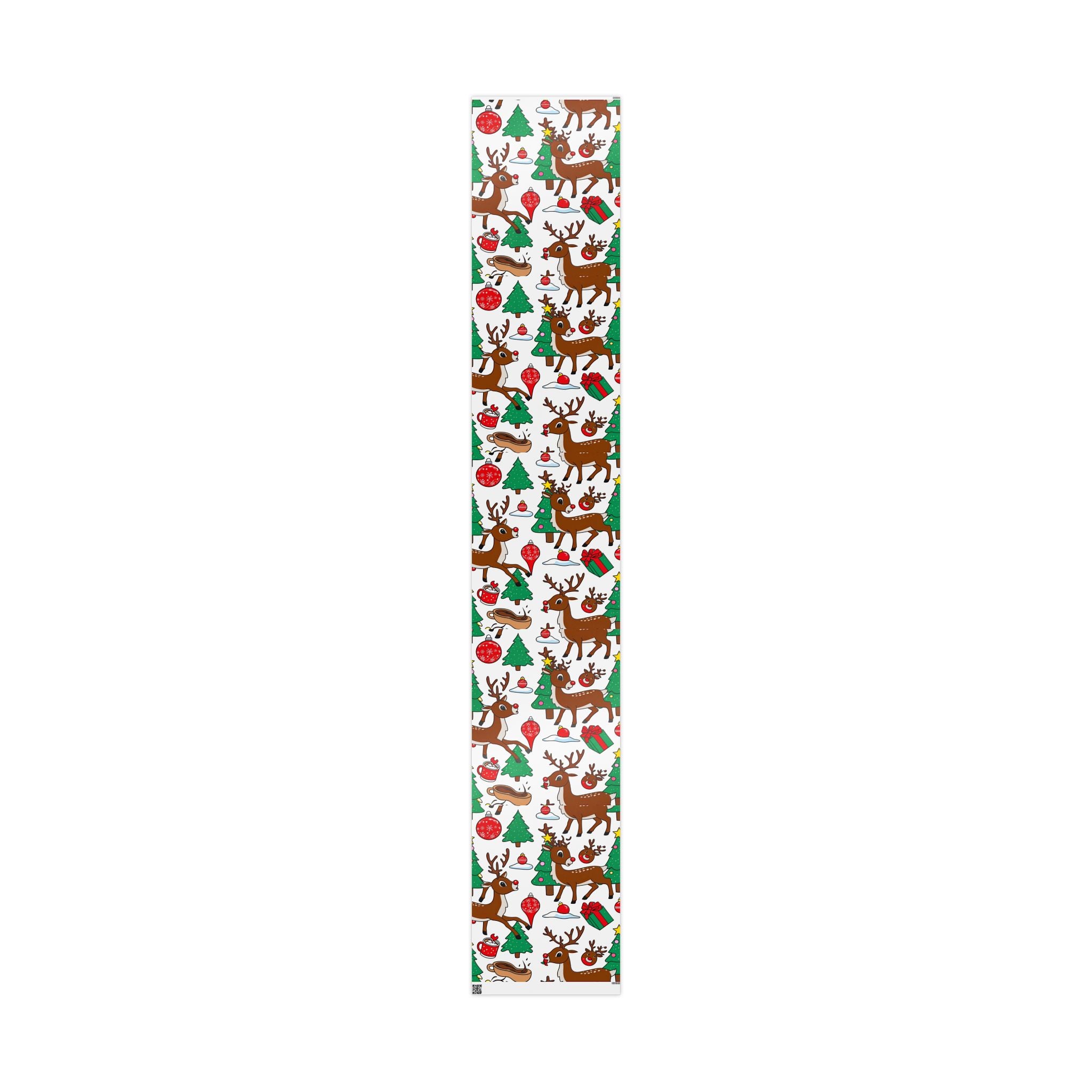 Reindeer Pattern Wrapping Paper | Christmas Trees Ornaments Gifts