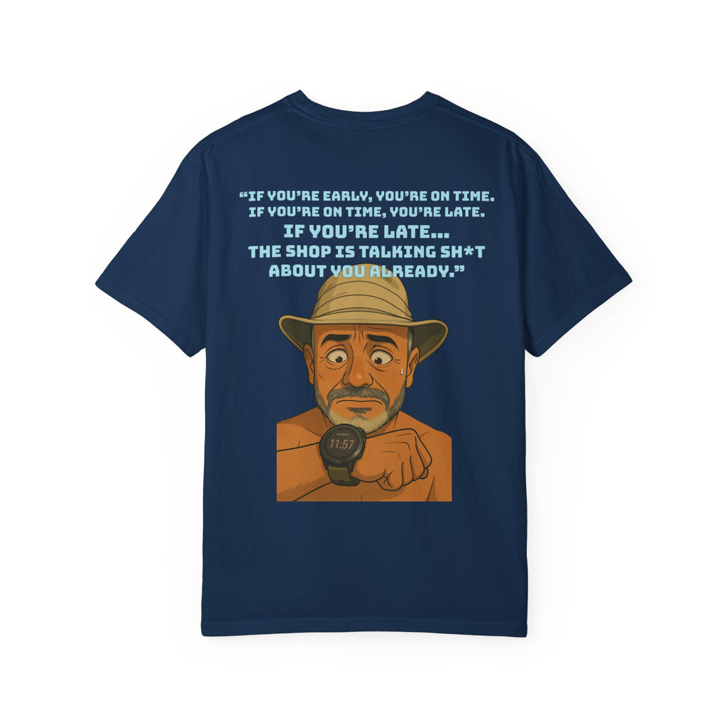 Pocket Graphic T-Shirt — Retro Explorer Watch Illustration & Quote
